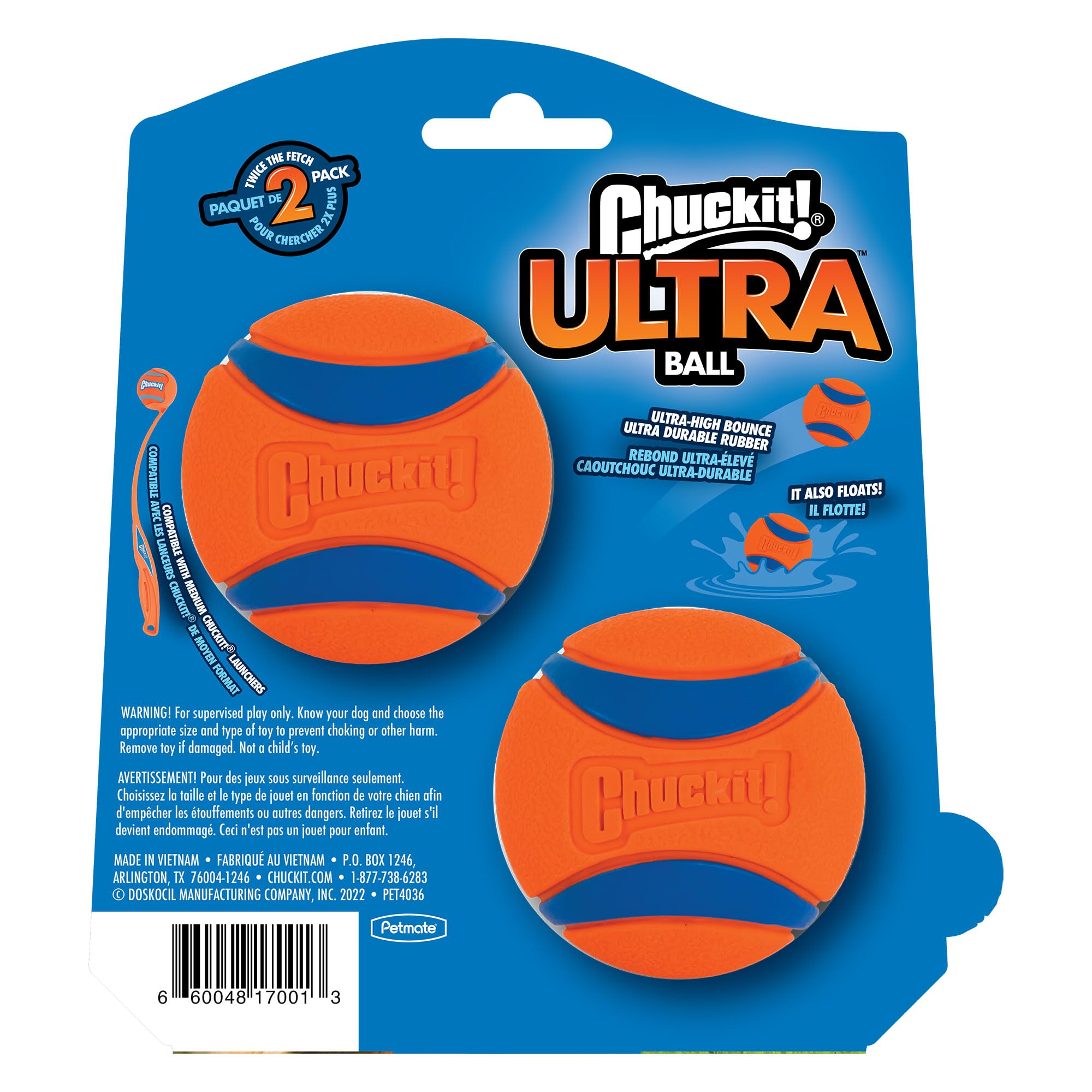 Chuckit Ultra Ball Dog Toy, Medium (2.5 Inch Diameter) Pack Of 4, For Breeds 20-60 Lbs