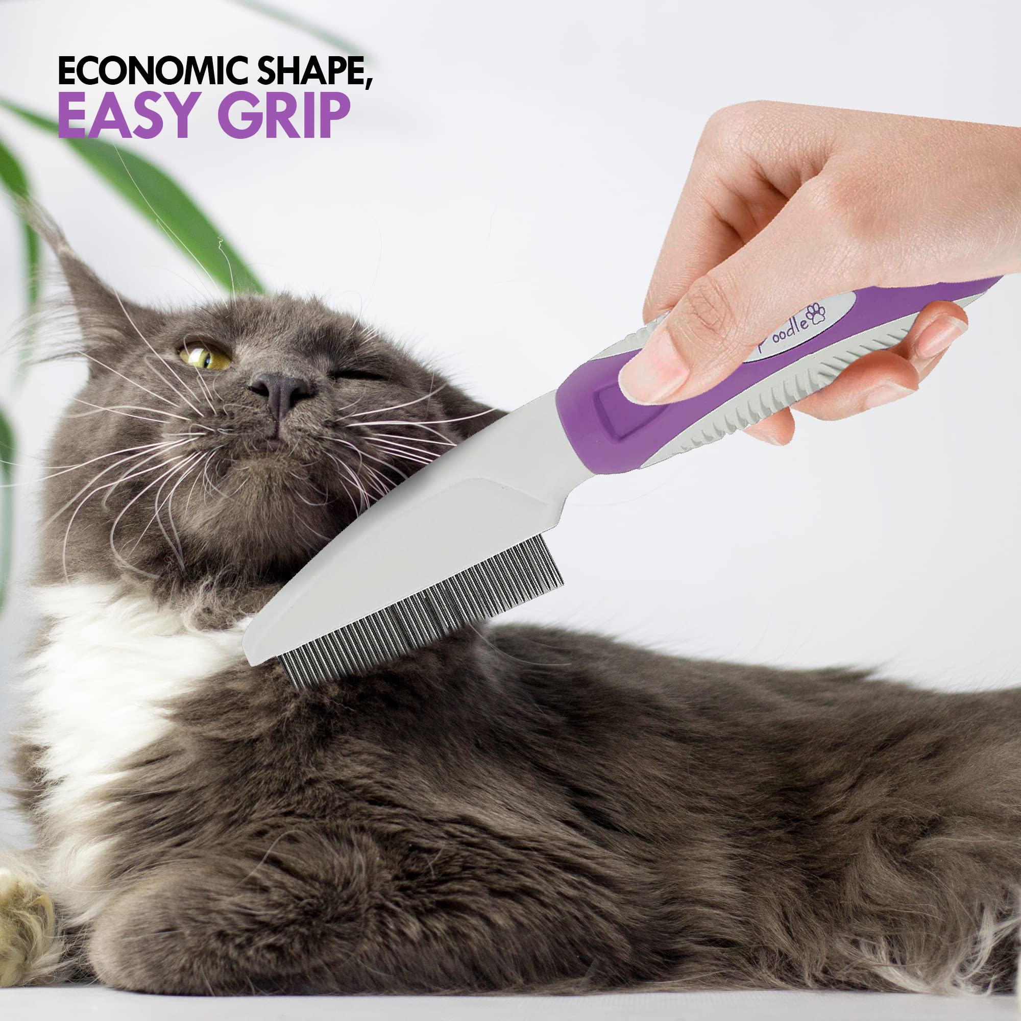 Pet Comb To Comb Your Dogs,Cats,Poodles Hair- Rotatable Pins, Easy To Use, Slip Proof- Best Dog Comb For Grooming Your Dog