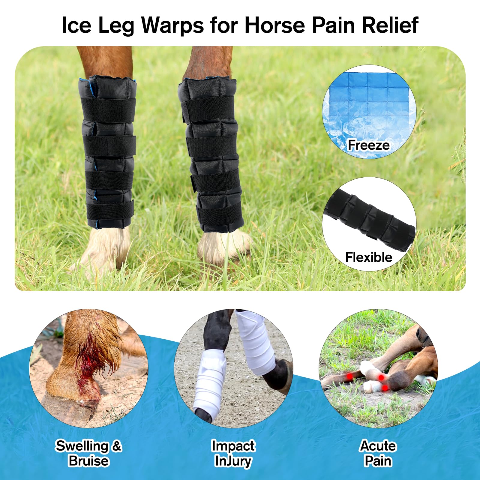 Luffwell Horse Leg Wraps Set Of 4, Horse Ice Leg Boots Perfect For Equestrian Training& Daily Use, Comfortable And Premium Suppo