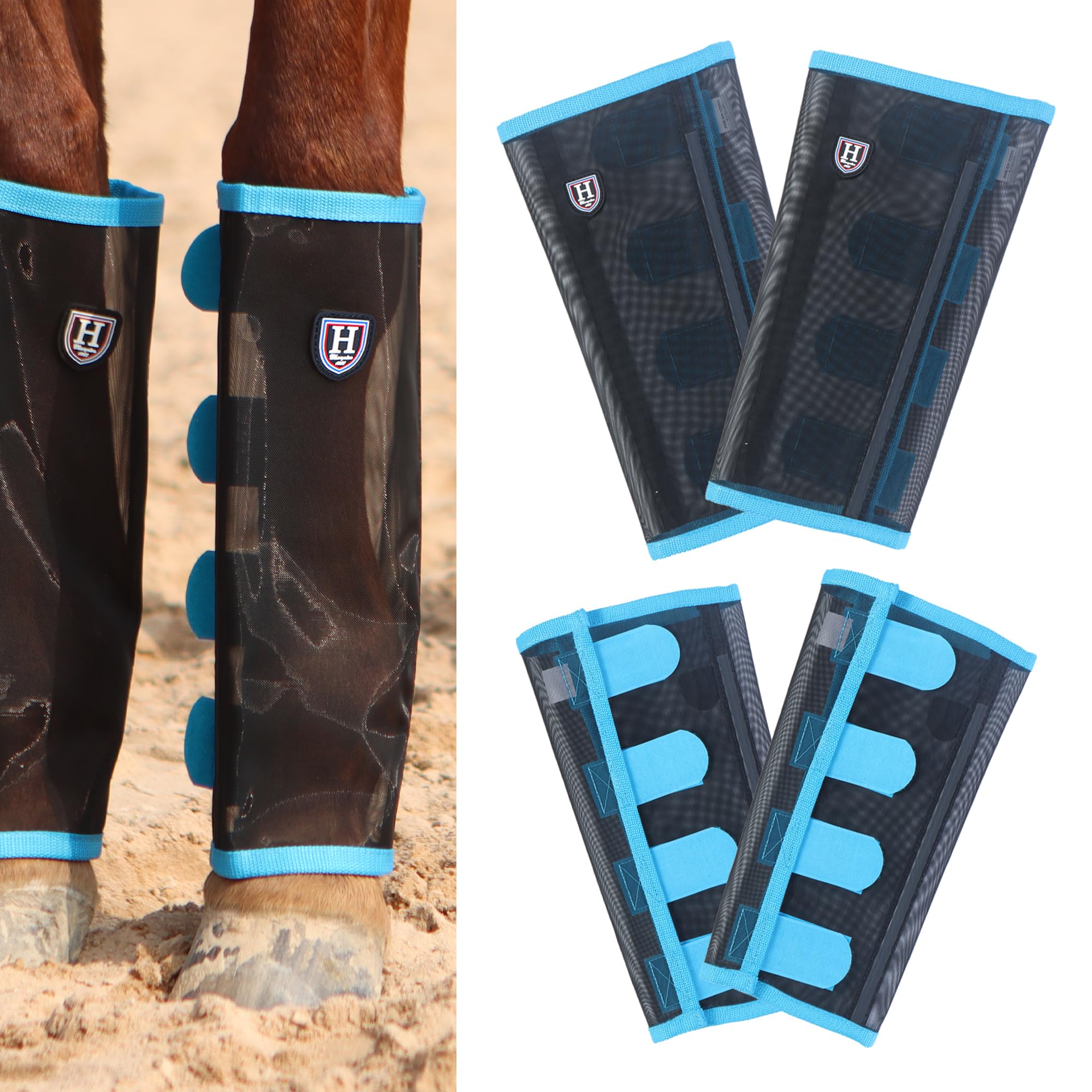 Harrison Howard Loose-Fitting Horse Fly Leggings Breathable, Tear-Resistant Fine Mesh Leg Guards Stay-On Comfortable Fly Boots (