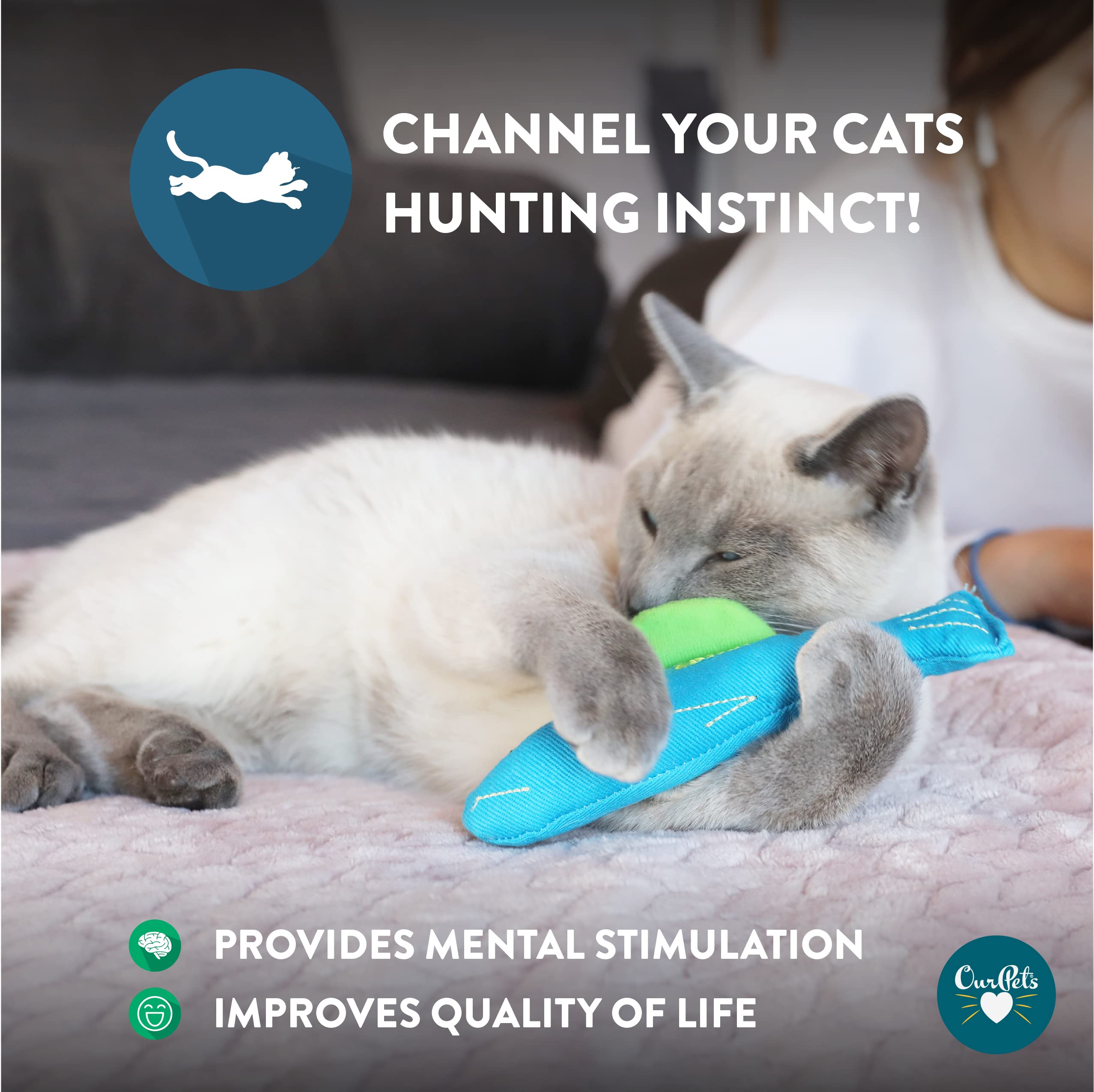 Our Pets 100-Percent North American Catnip Filled Fish Cat Toy (Interactive Cat Chew Toy), Annette (1050011546) -Like New