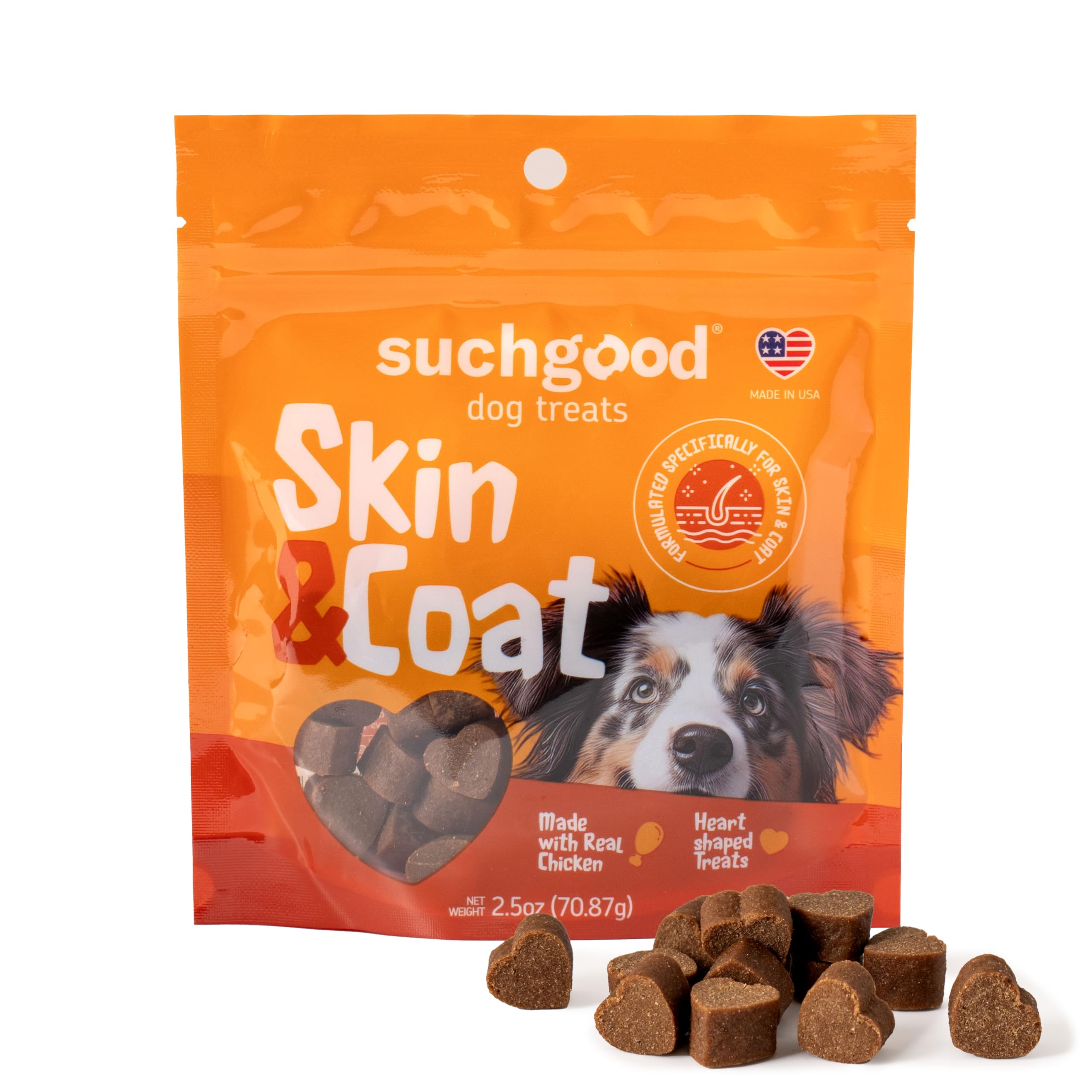 Ultra Chewy SuchGood Skin and Coat Supplement for Dogs - Omega Chews - Dog Fish Oil Supplements - Enhance Hair & Shine - Support