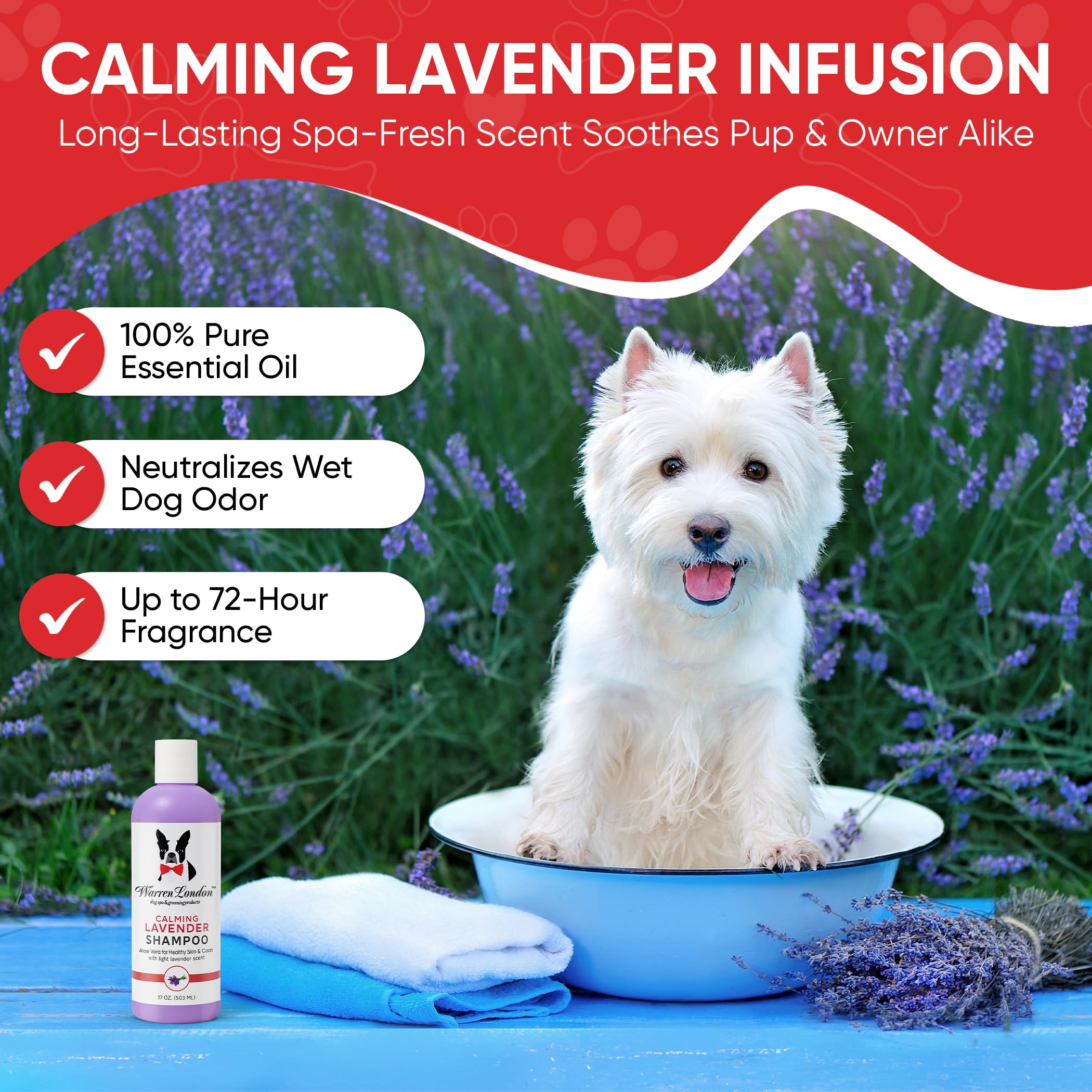 Calming Lavender Dog Shampoo W/Aloe Vera & Essential Oils- Warren London- Made In Usa- 17Oz