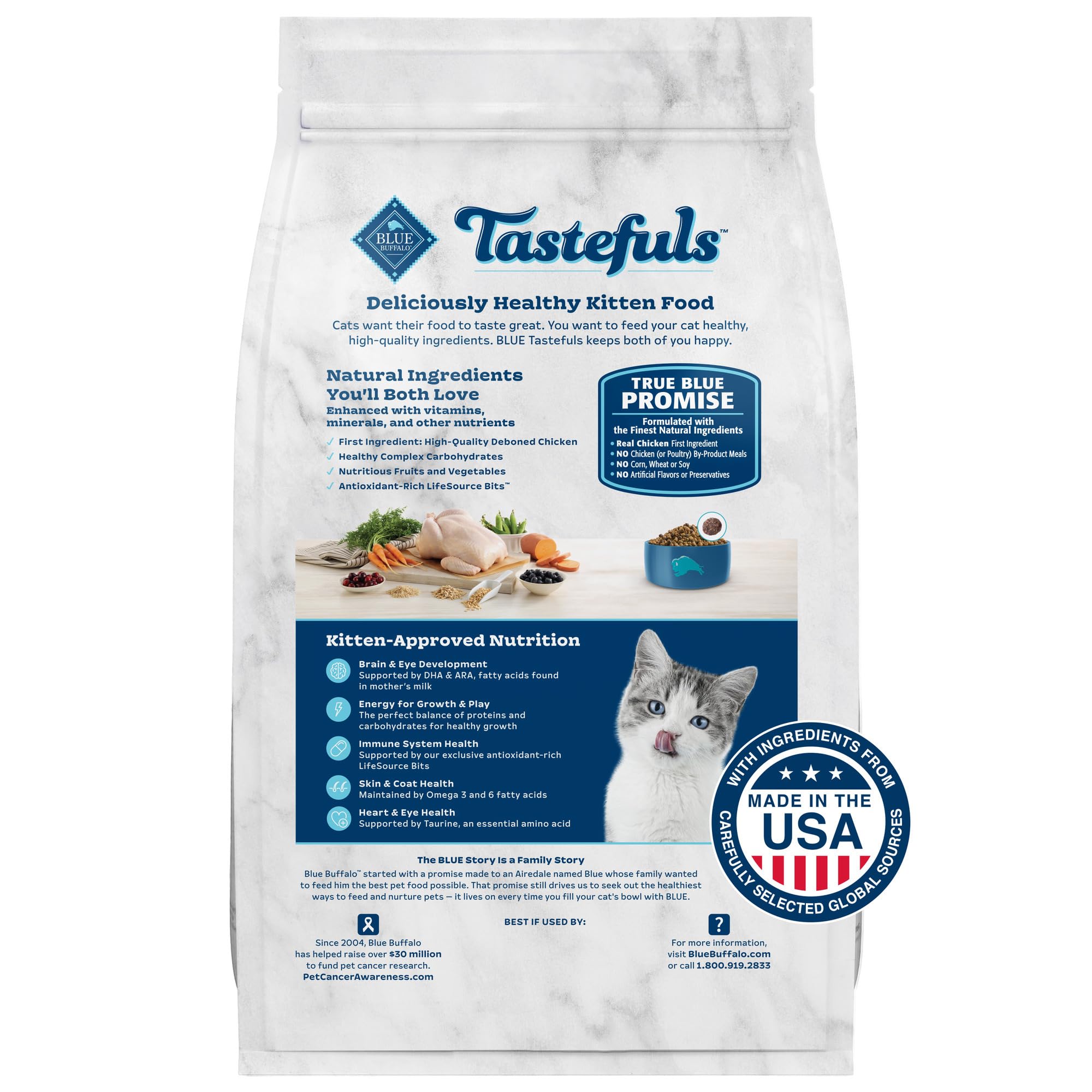 Blue Buffalo Tastefuls Natural Dry Food for Adult Cats, Hairball Control, Chicken & Brown Rice Recipe, 15-lb. Bag