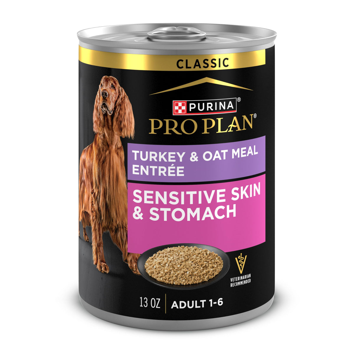 Purina Pro Plan Sensitive Skin And Stomach Dog Food Classic Pate Turkey And Oat Meal Entr  E - (Pack Of 12) 13 Oz. Cans