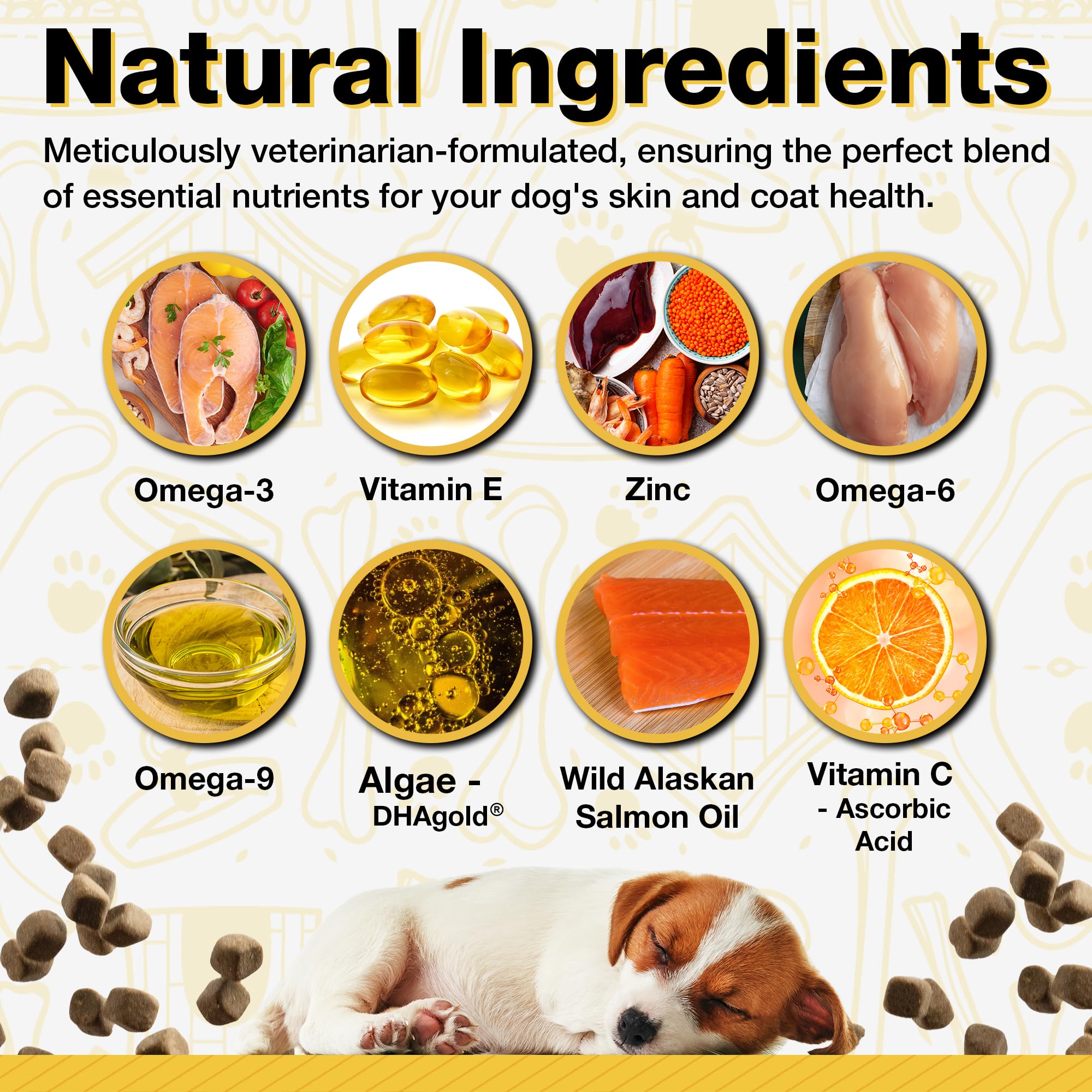 Pawlife Dog Fish Oil Supplements - 60 Omega 3 Fish Oil Dog Vitamins, Veterinarian Formulated Itching Relief for Dogs, Natural Om