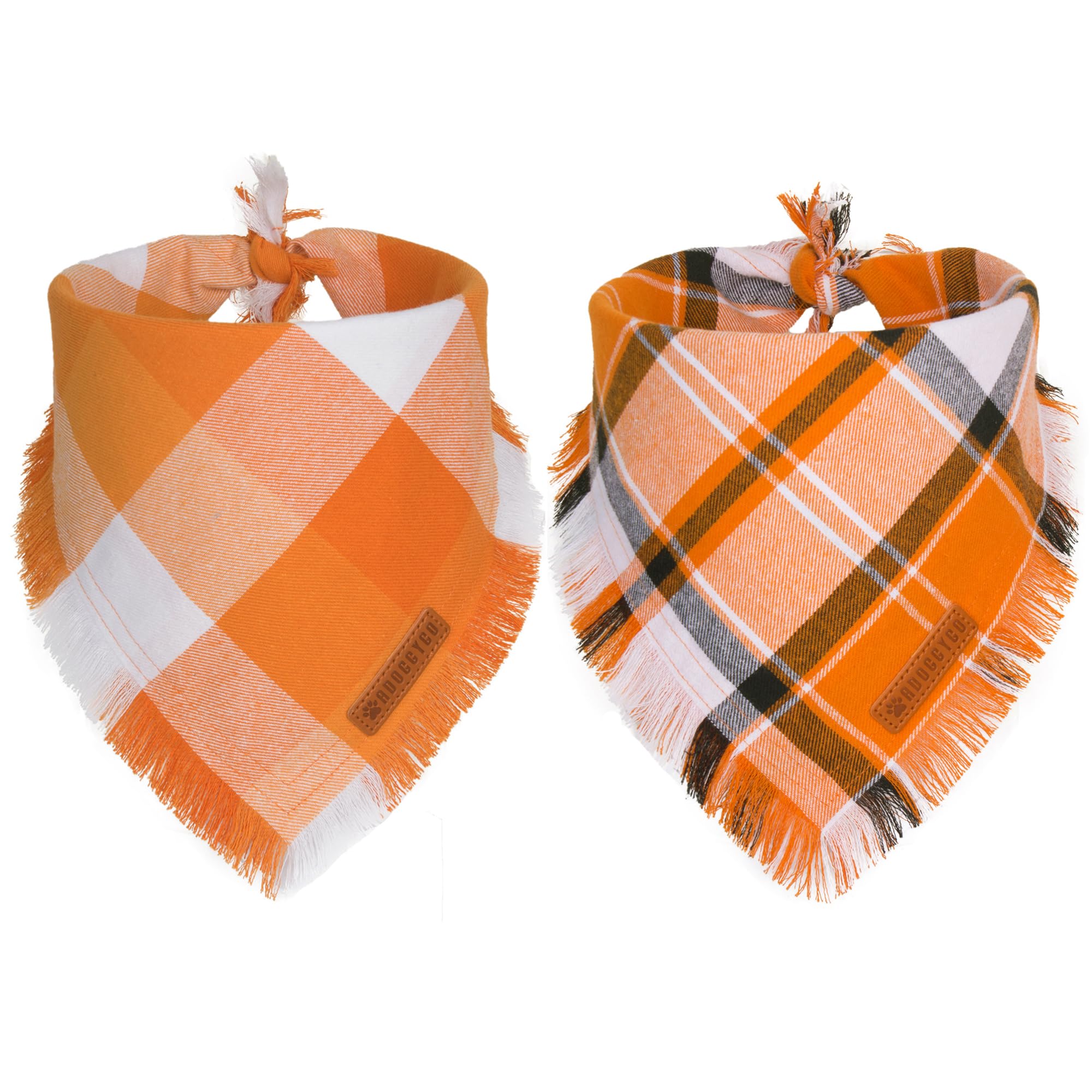 Adoggygo Fall Dog Bandanas, Halloween Thanksgiving Dog Bandana, Orange Plaid Dog Scarf, Multiple Sizes Offered, Fall Holiday Bandana For Small Dogs Pets (Fall, Small)