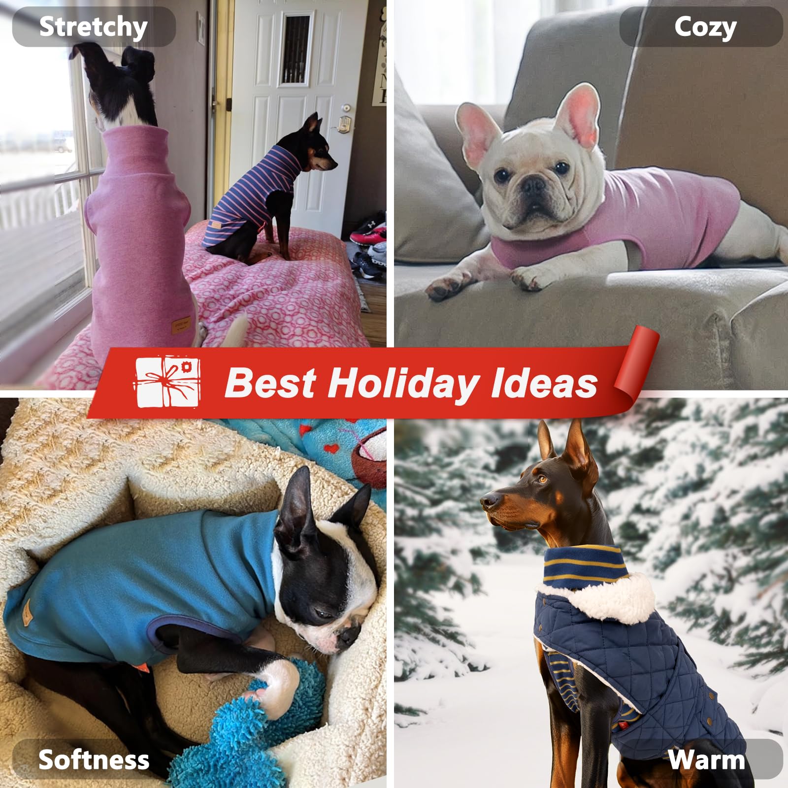 Kyeese 2Pack Dog Coat Turtleneck Stretchy Dog Sweater Super Soft Dog Cold Weather Coat For Small Dogs Puppy In Sleeveless Design, Purple,S