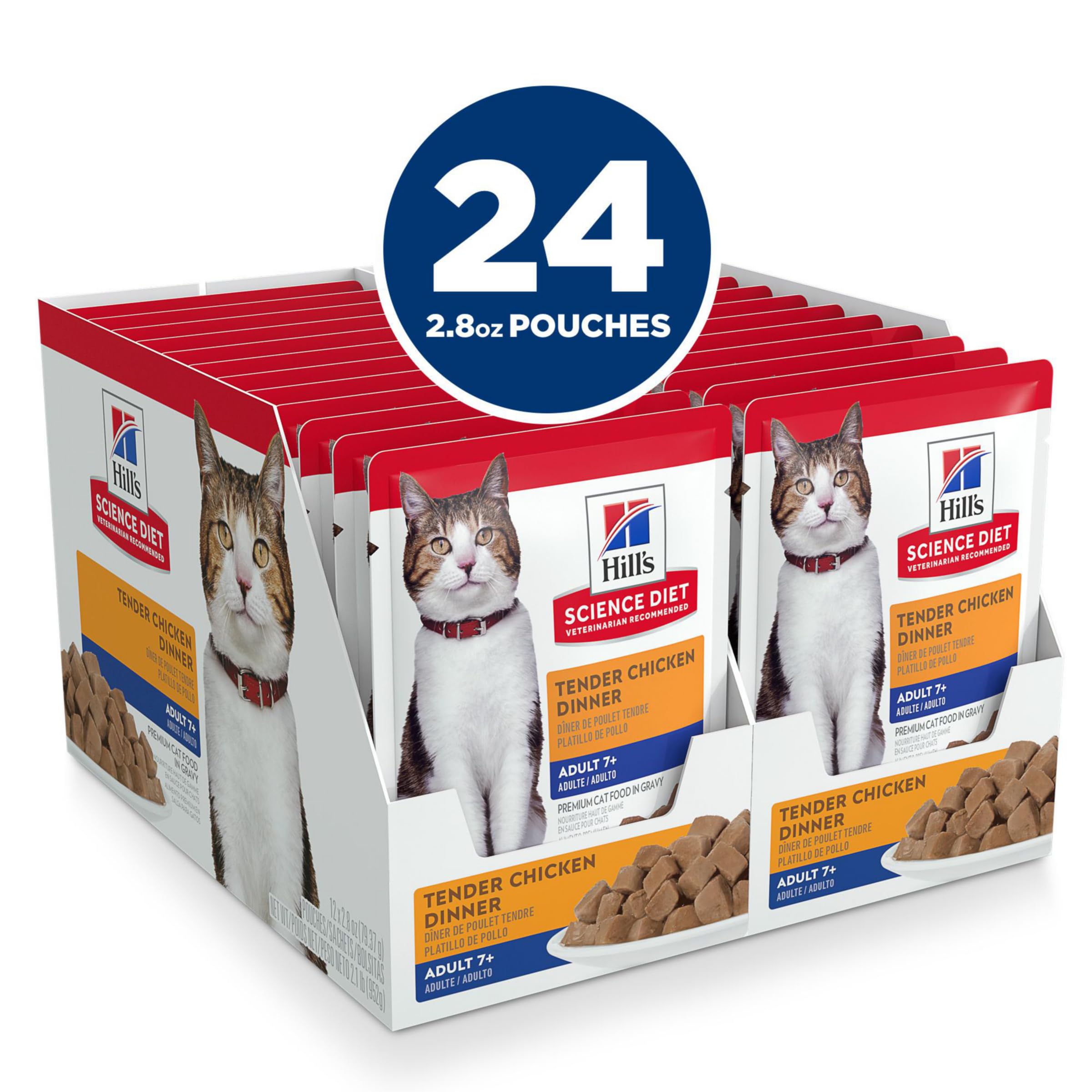 Hills Science Diet Adult 7+, Senior Adult 7+ Premium Nutrition, Wet Cat Food, Chicken Stew, 2.8 oz Pouch, Case of 24