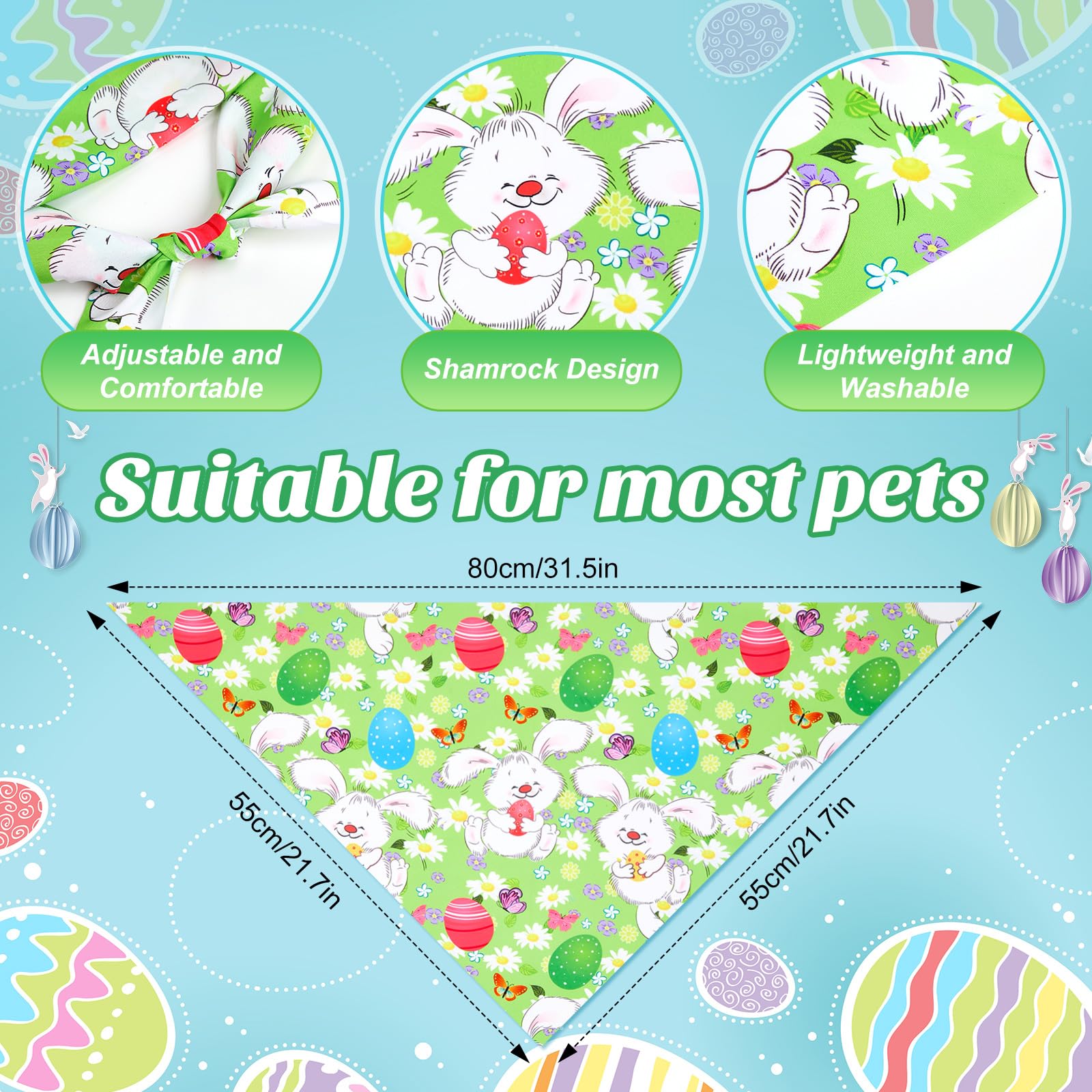 Sanwuta 50 Pcs Easter Dog Bandanas Bulk Pet Kerchief Set Bibs Triangle Scarf Dog Bandanas With Egg Rabbit Carrot Patterns For Ea