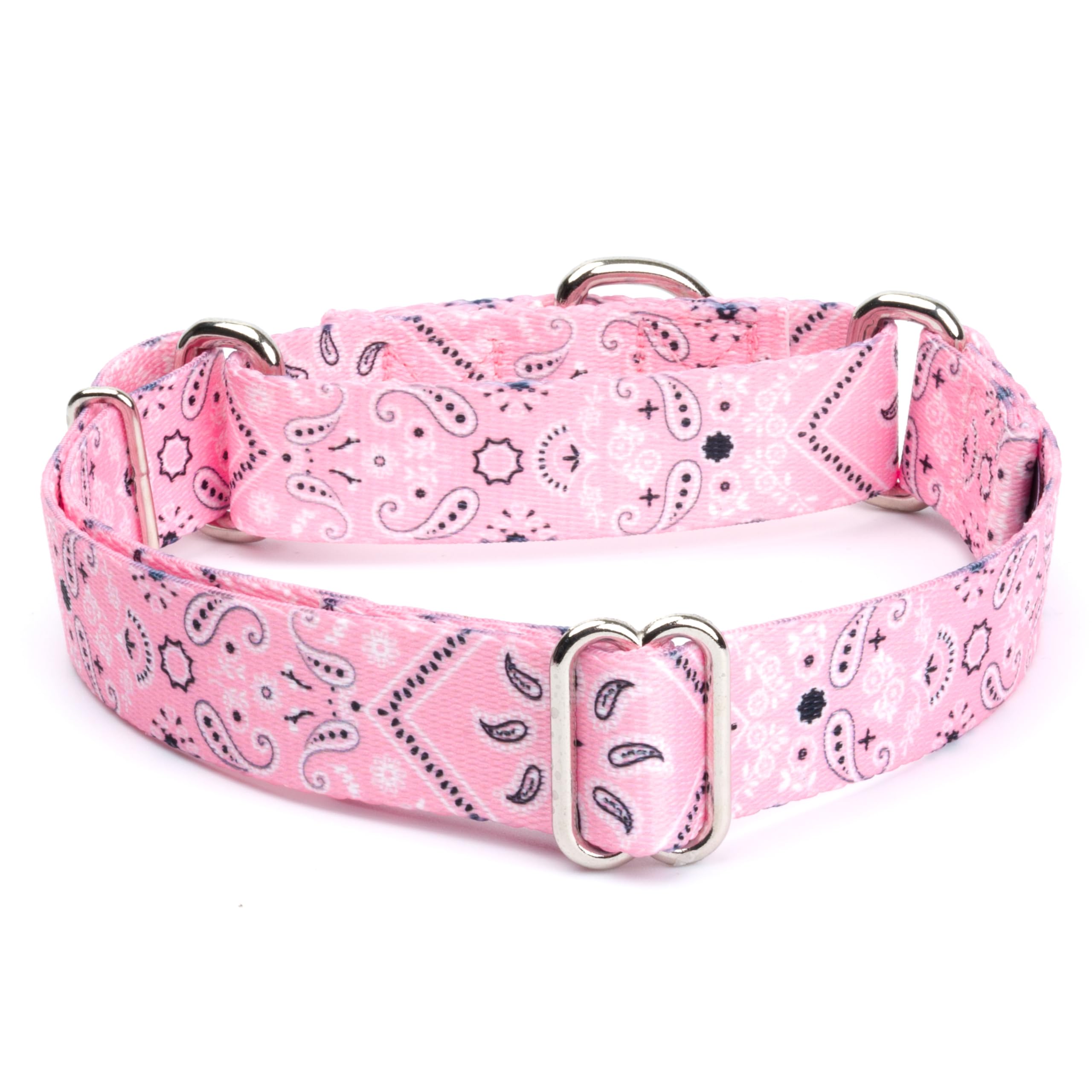 Country Brook Petz - Pink Bandana Martingale Dog Collar - Country And Western Collection Featuring Rustic Designs (1/2 Inch, 2Xs