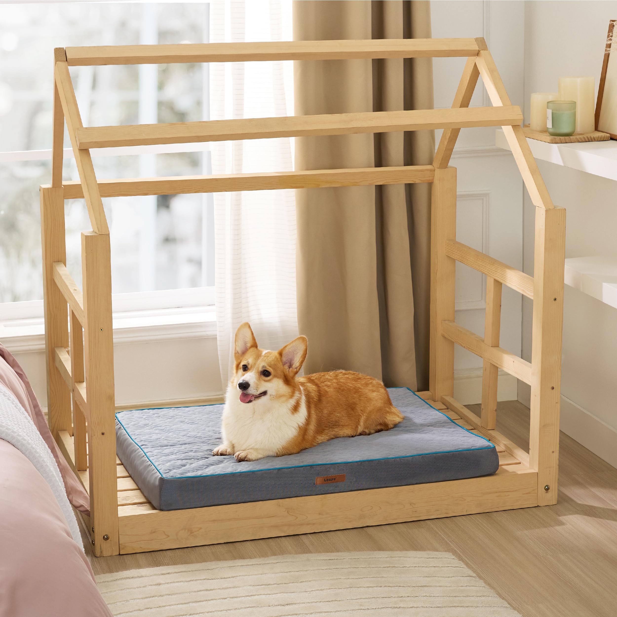 Lesure Dog Bed Cover Flannel Medium Washable Plush Fleece Replacement Cover For Orthopedic Pet Mat 29X18X3 Inches, Grey