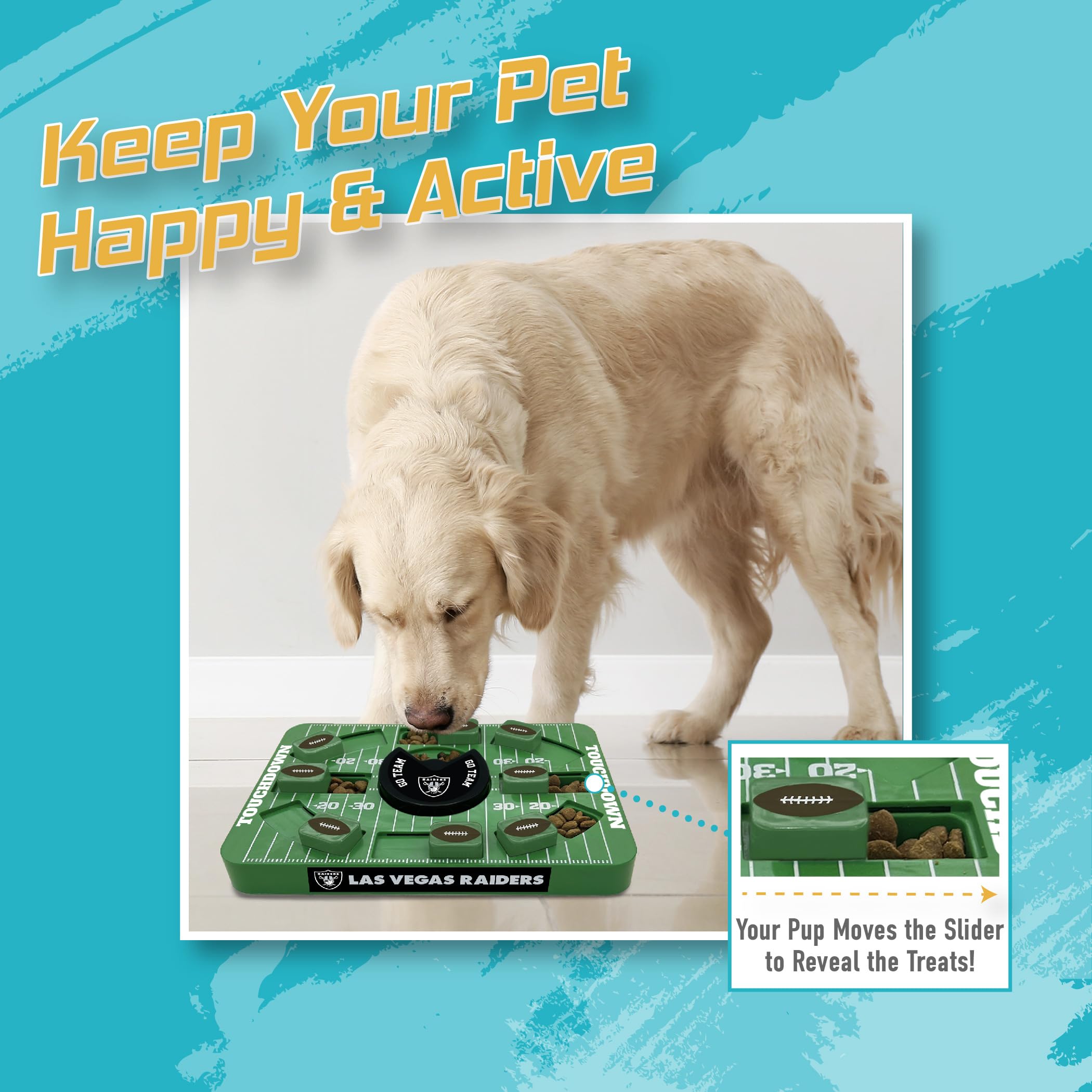 Pets First Nfl Las Vegas Raiders Large Puzzle Toy - New Large Size, Interactive Treat Toy, Dog Slow Feeding Puzzle