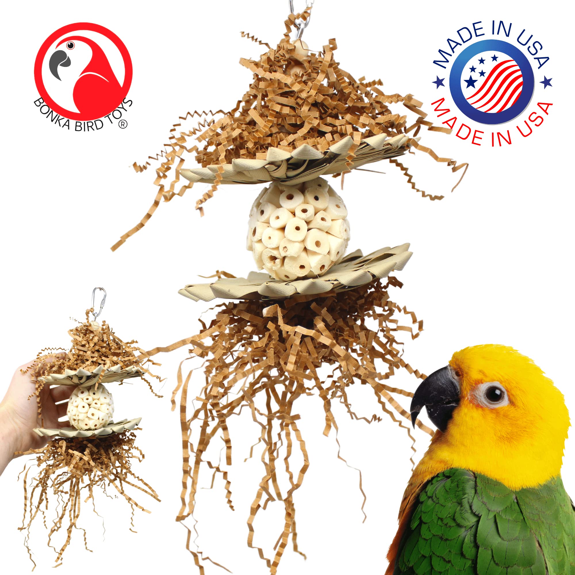 Bonka Bird Toys 3611 Crazy Sola Medium Bird Toy Natural Sola Parrot Cockatoo Amazon Conure Parakeet Budgie Finch Canary African