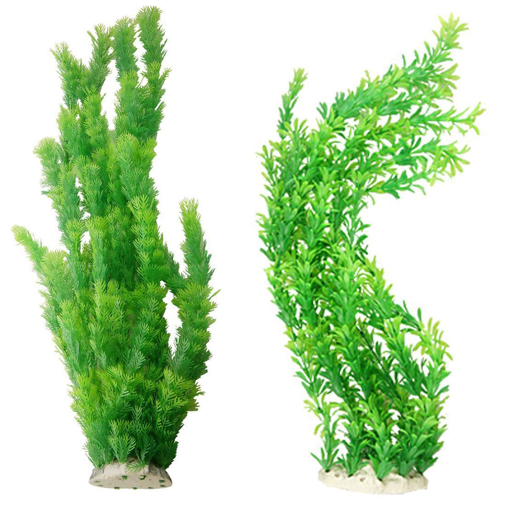Hamiledyi Aquarium Plants Plastic Decor Fish Tank Green Decorations Plants Ornament Safe For All Fish,Extra Large 23-Inch Tall, 2 Pack
