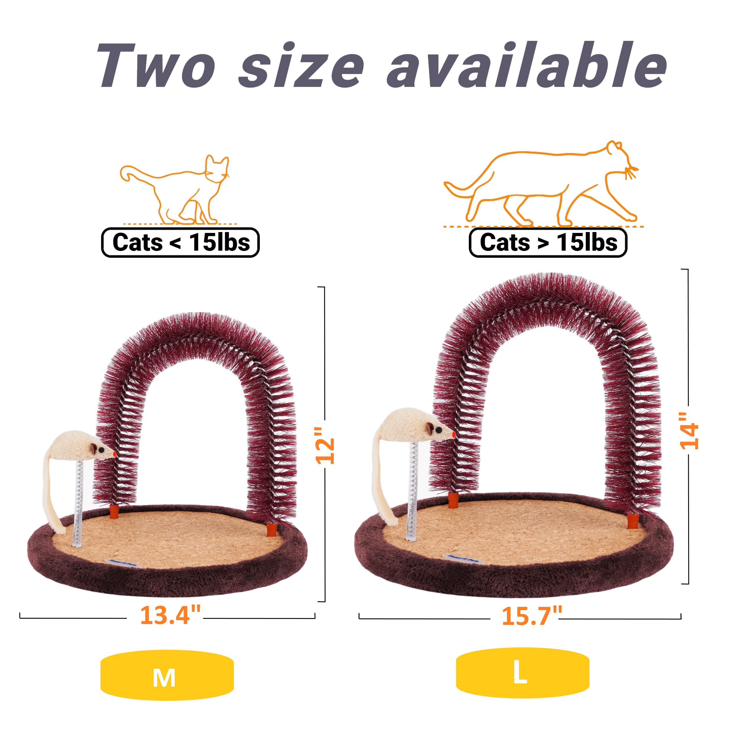 Happi N Pets The Original Cat Arch Self Groomer Cat Massager, Cat Grooming Brush With Sturdy Cat Scratching Pad And Catnip Toy,