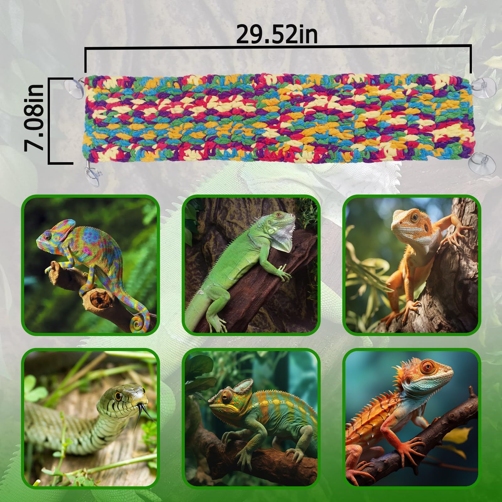 Qwr 30'' X 7'' Upgraded Soft Reptile Lizard Hammock,Lengthened Thicker Hammock For Bearded Dragon Tank Swing Hanging With Strong