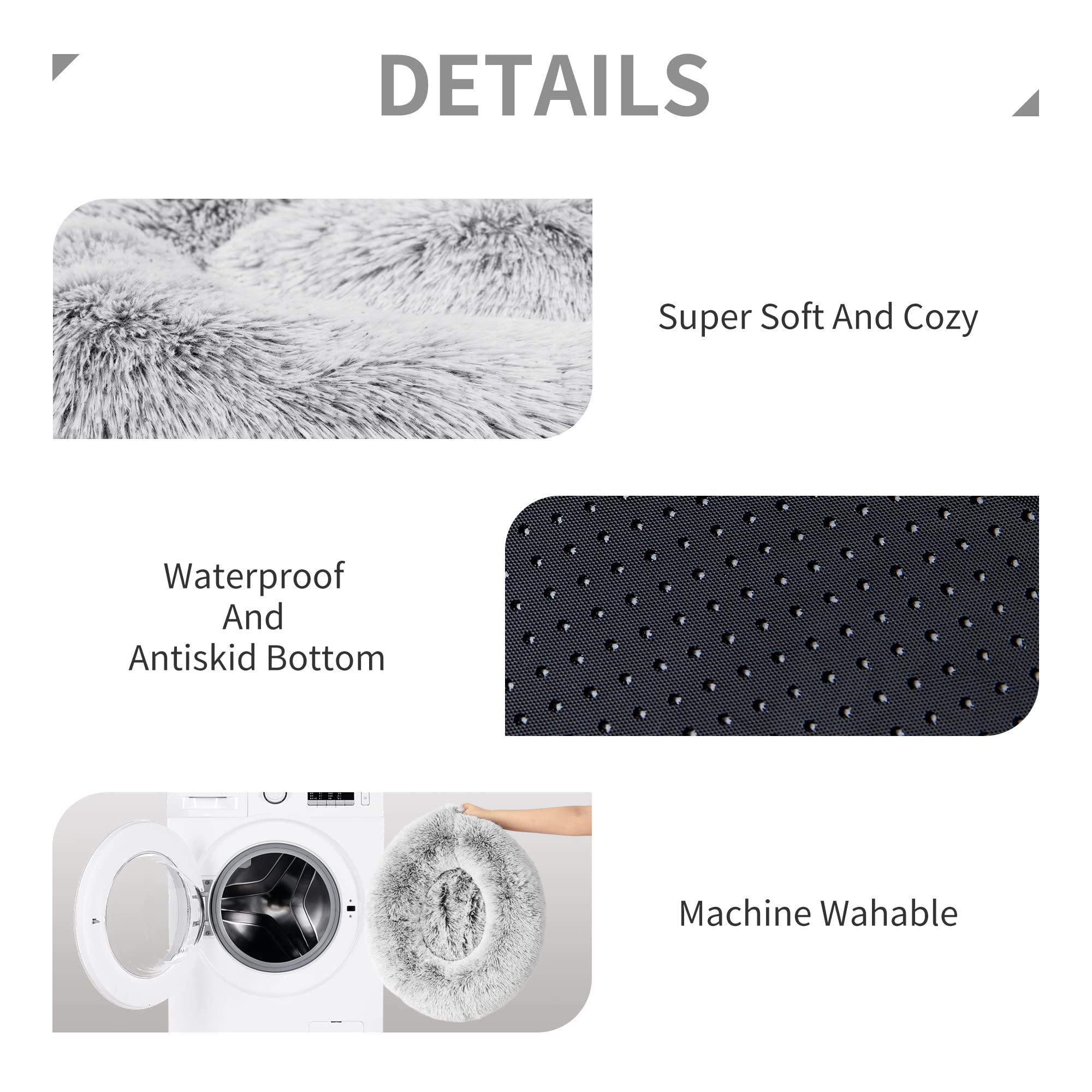 Love s cabin Calming Cat Bed for Indoor Cats, Anti-Anxiety Donut Round Dog Bed, Fluffy Faux Fur Washable Pet Bed for Small Medi