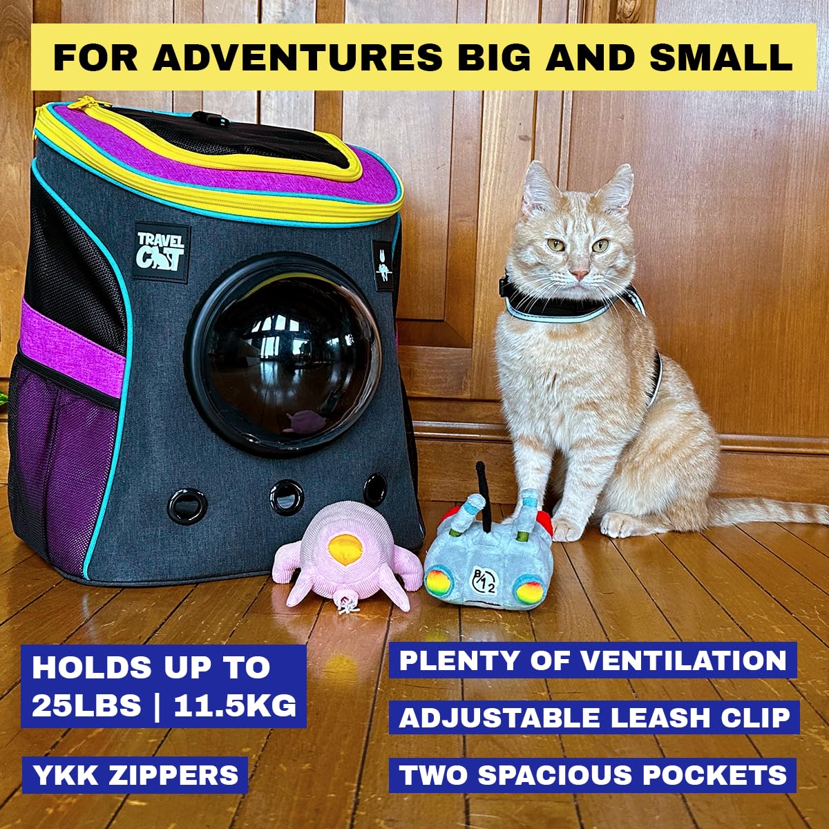 Fat Cat Backpack Carrier - Airline Approved Cat Carrier With Space Capsule Bubble For For Small Cats, Kitten - Premium Stray Cat