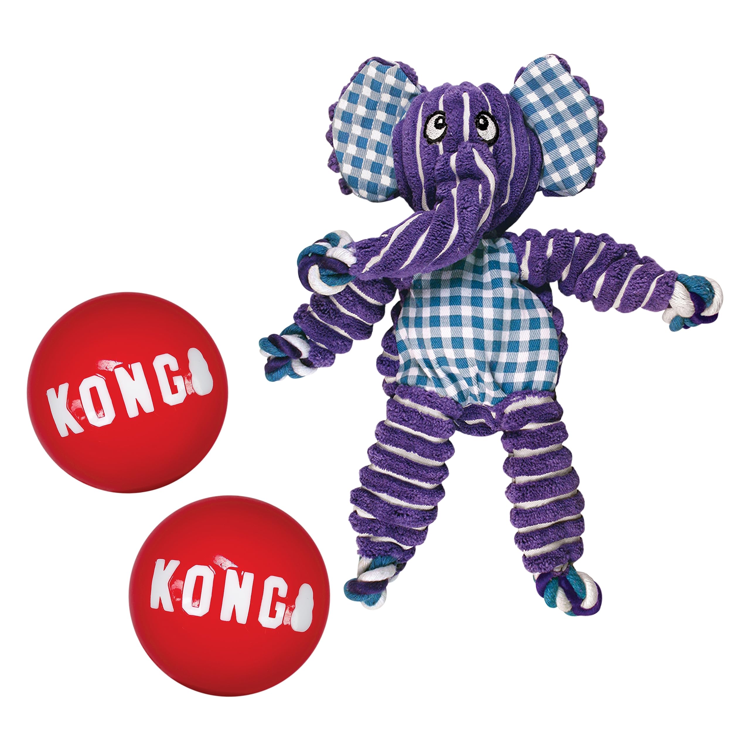Kong Floppy Knots & Signature Balls (2 Pack) - Knotted Dog Toy Entices Play & Satisfies Instincts - Dog Supplies With Minimal St
