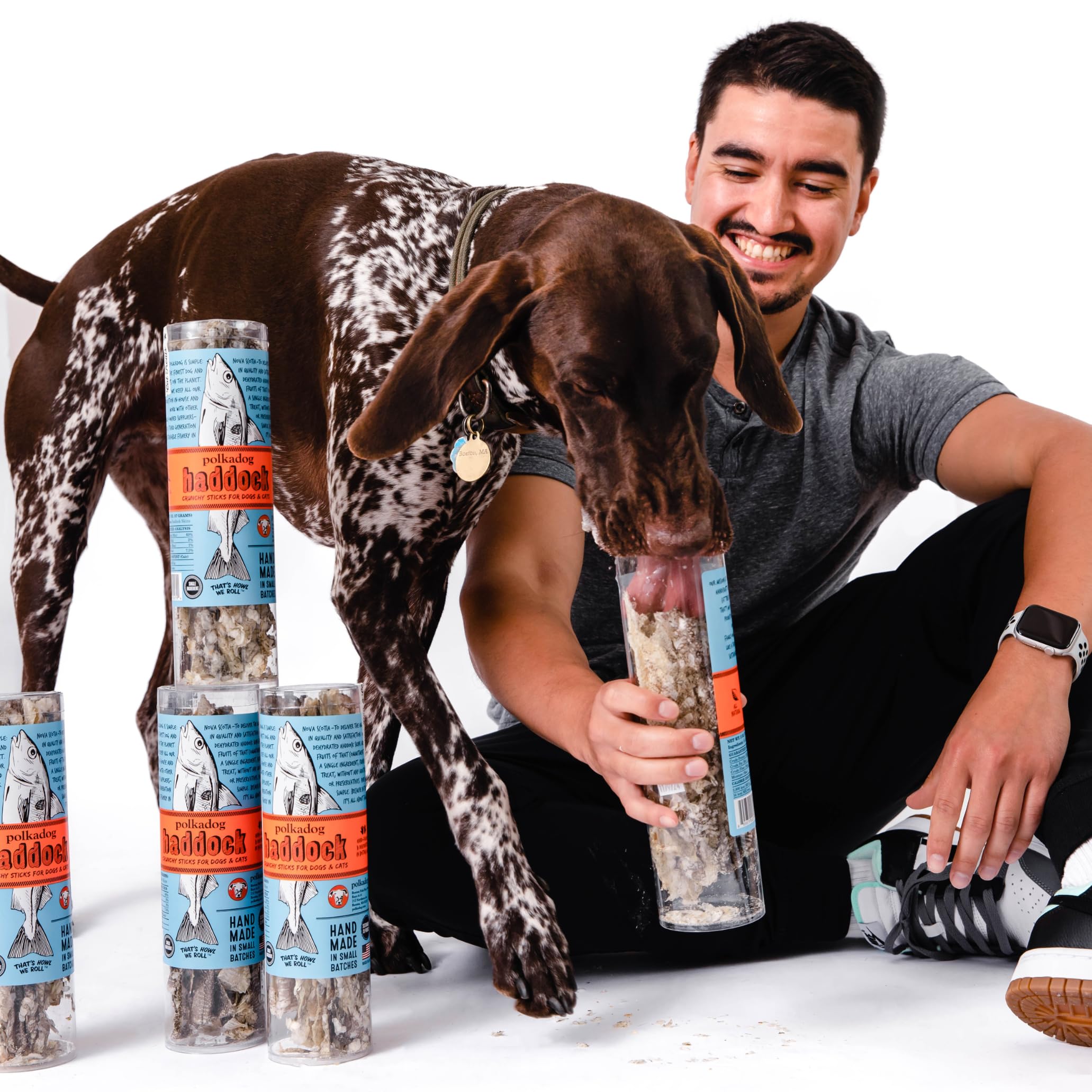 Polkadog Crunchy Haddock Skins Dog Treats - Single-Ingredient, Omega-3 Rich, All-Natural Pet Snack - Locally-Caught, Sustainable