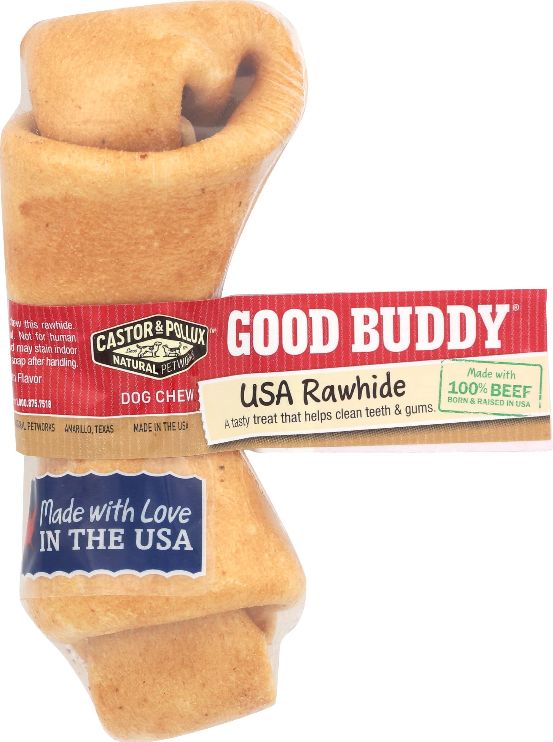 Merrick Pet Care Castor & Pollux Good Buddy USA Rawhide Bone, 1 Count, One Size