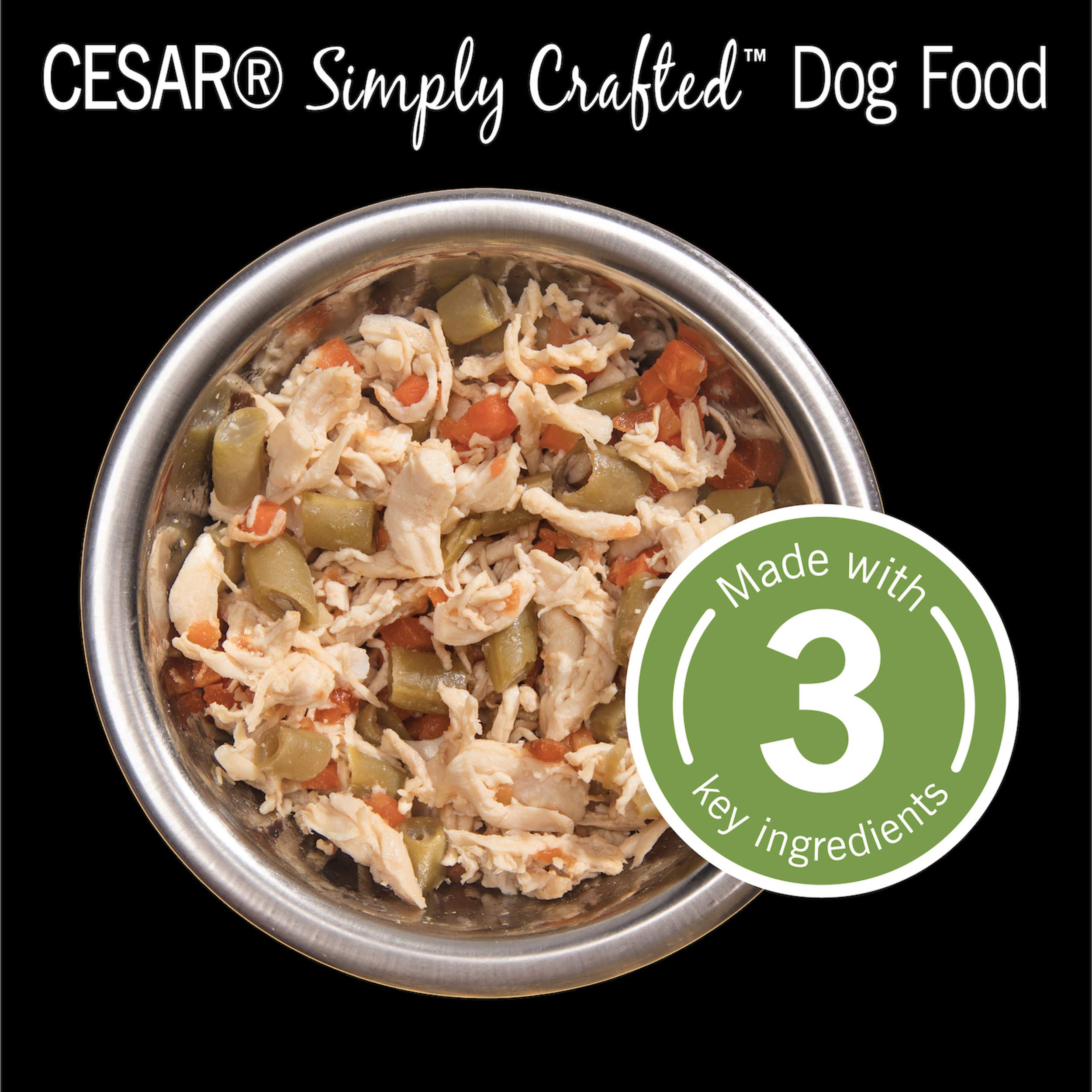 Cesar Simply Crafted Adult Wet Dog Food Meal Topper, Chicken, Carrots & Green Beans, 1.3oz. (10 Count, Pack of 1)