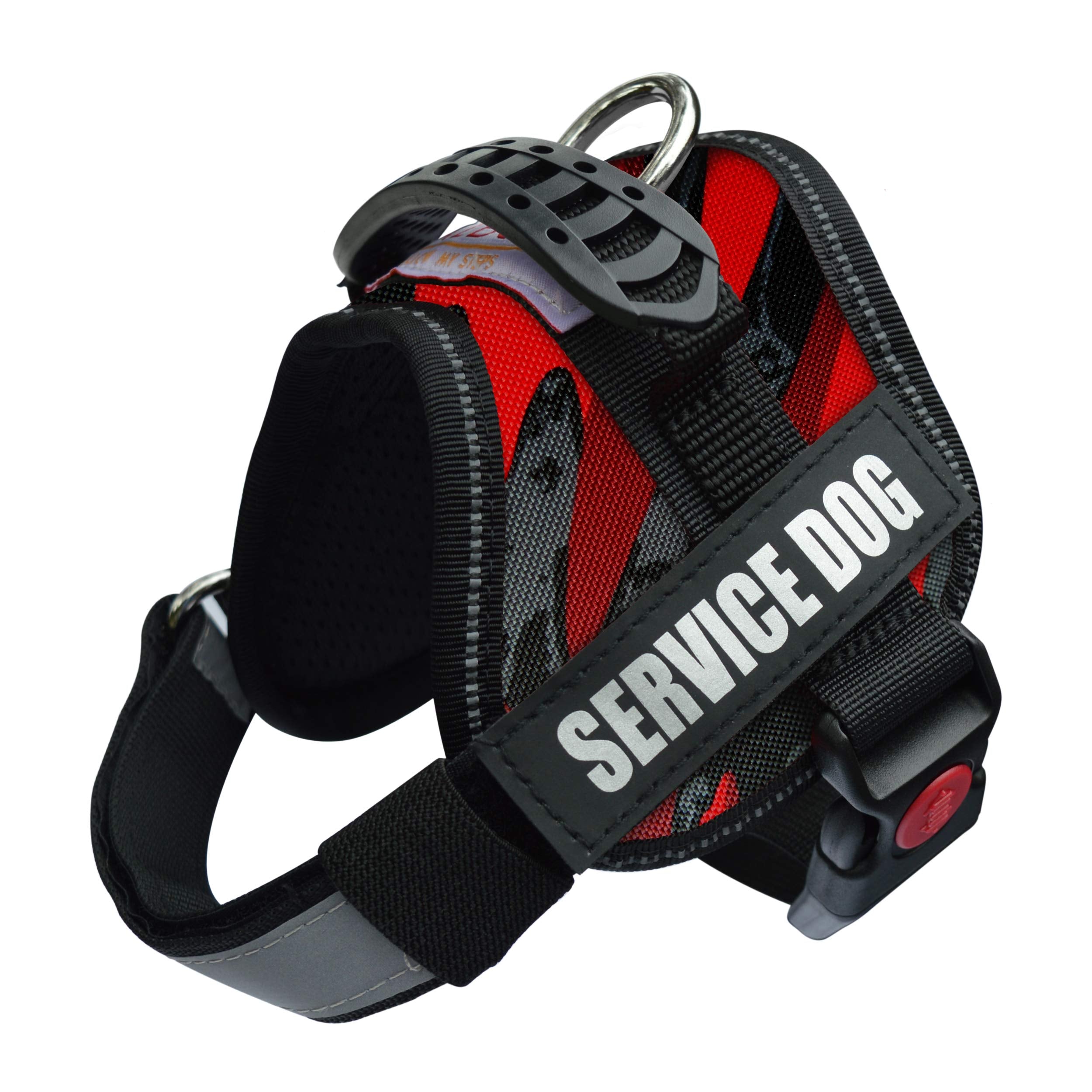 Albcorp Service Dog Vest Harness - Reflective - Woven Polyester And Nylon, Comfy Mesh Padding - Sizes From Xxs To Xl - Service Dog Patches Included. Red Camo, Extra Small