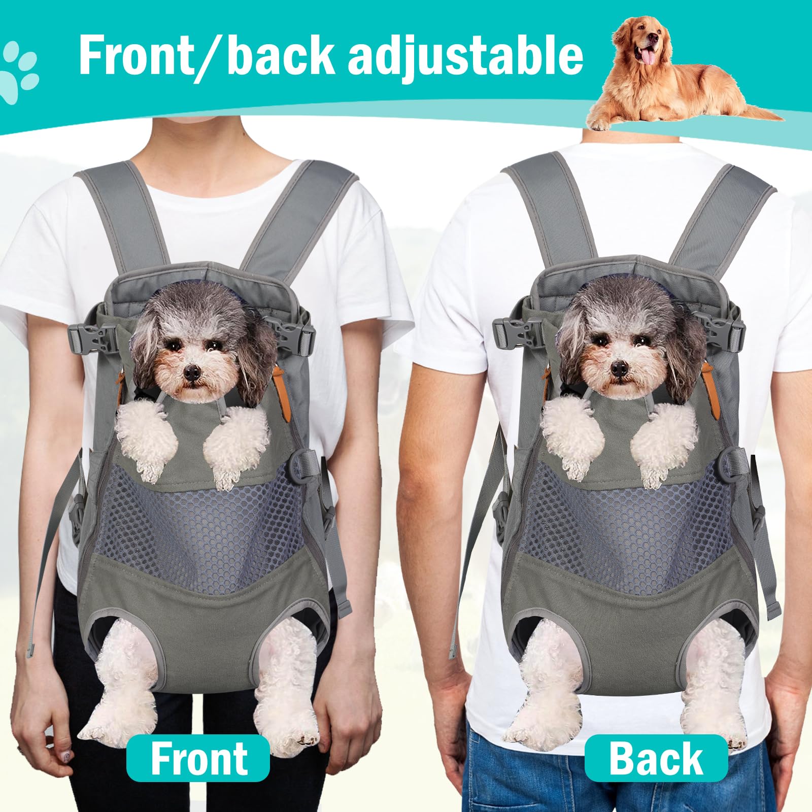 Dog Carrier Backpack - Legs Out Front - Facing Pet Carrier Backpack For Small Medium Large Dogs, Airline Approved Handsa - Canvas Mesh Free Cat Travel Bag For Walking Hiking Bike And Motorcycle