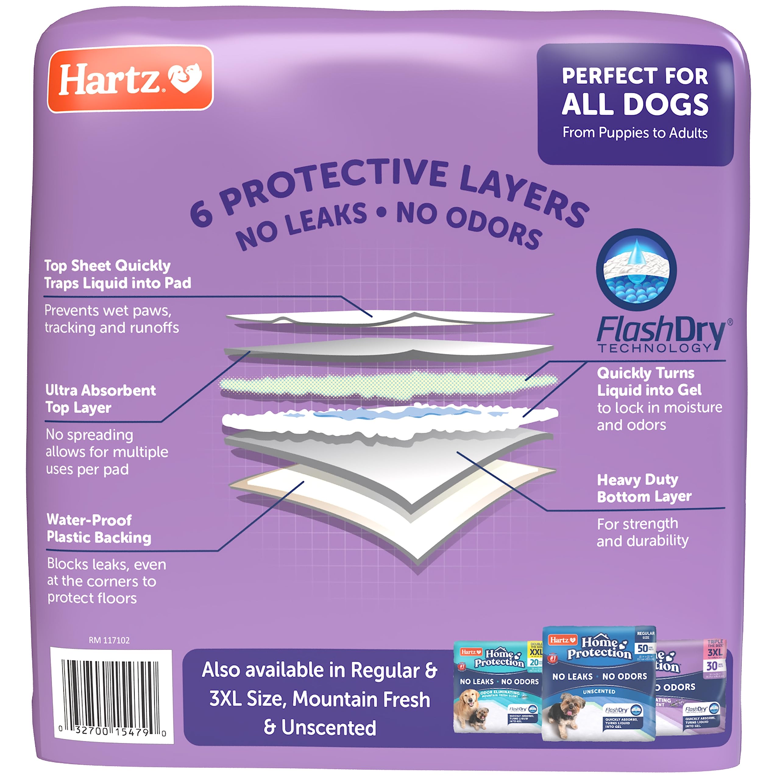 Hartz Home Protection Lavender Scent Odor Eliminating Gel Dog Pads, 30' X 30', 20 Count