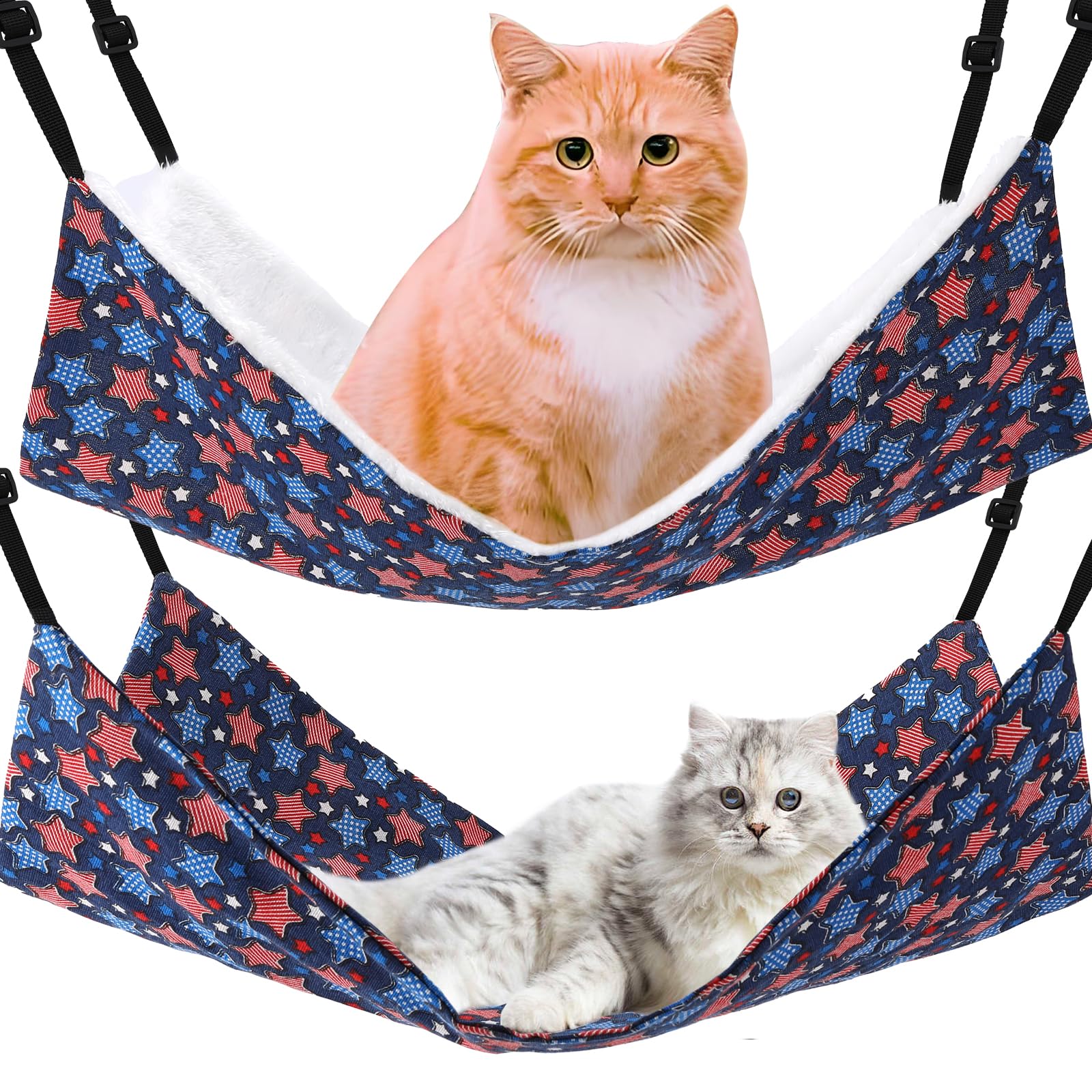 Cat Hammock For Cage Hanging Reversible 2Pack,Pet Hammock Bed Adjustable,Soft Sleeping Hammock For Cats,Ferret,Puppy,Rabbits,Sma