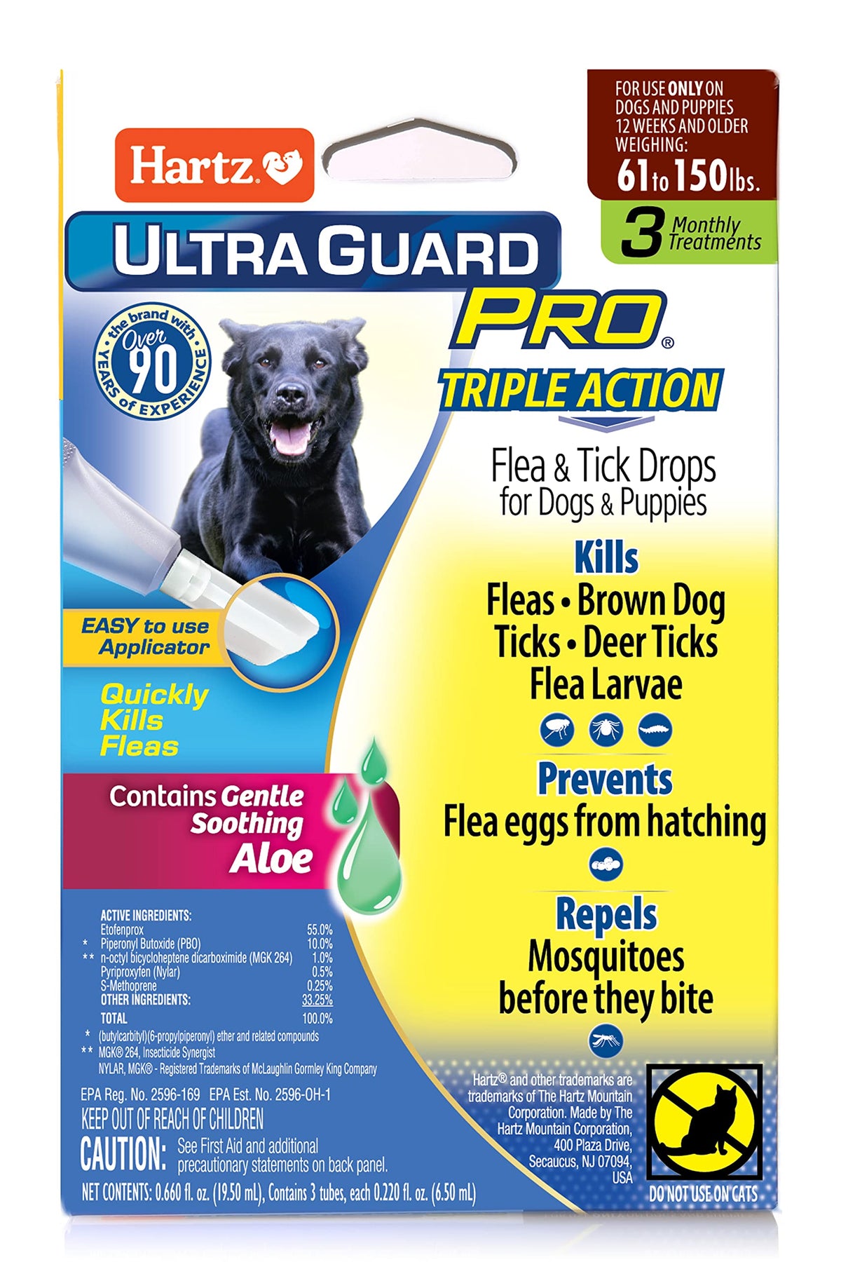 Hartz Ultraguard Pro Topical Flea & Tick Prevention For Dogs And Puppies - 61-150 Lbs, 3 Monthly Treatments