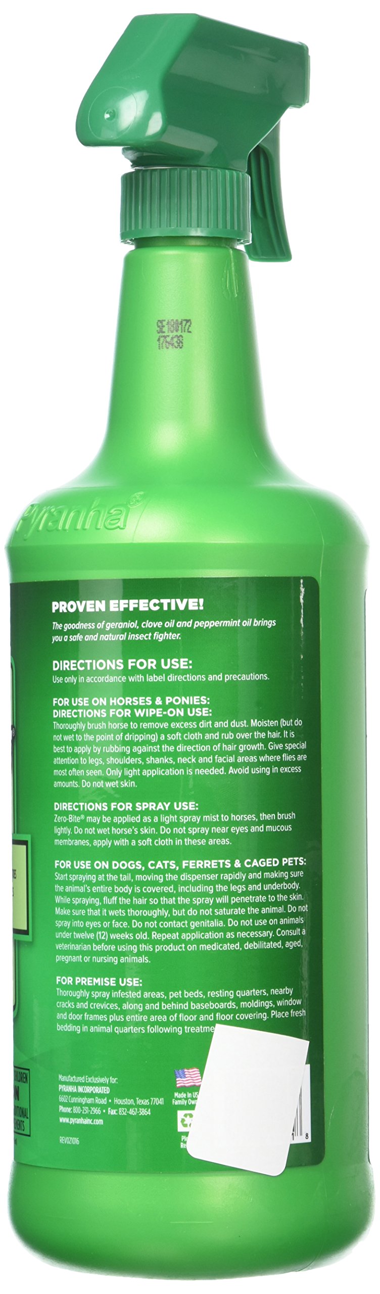 Pyranha Zero-Bite All Natural Fly Spray, 32 Ounce