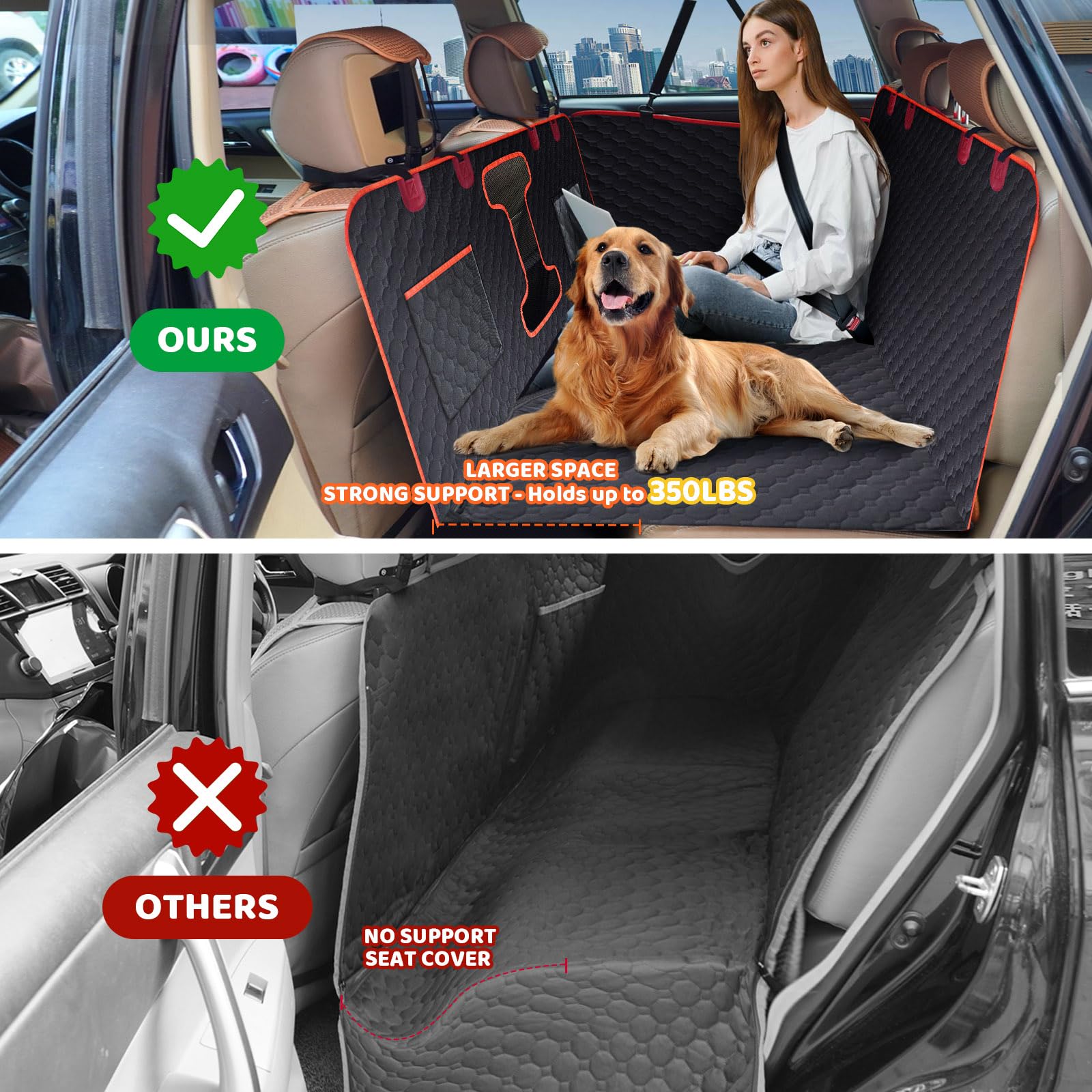 Serpro Back Seat Extender For Dogs,Hard Bottom Dog Car Seat Cover,Waterproof Dog Bed Hammock For Car Travel Camping,Pet Bed Matt