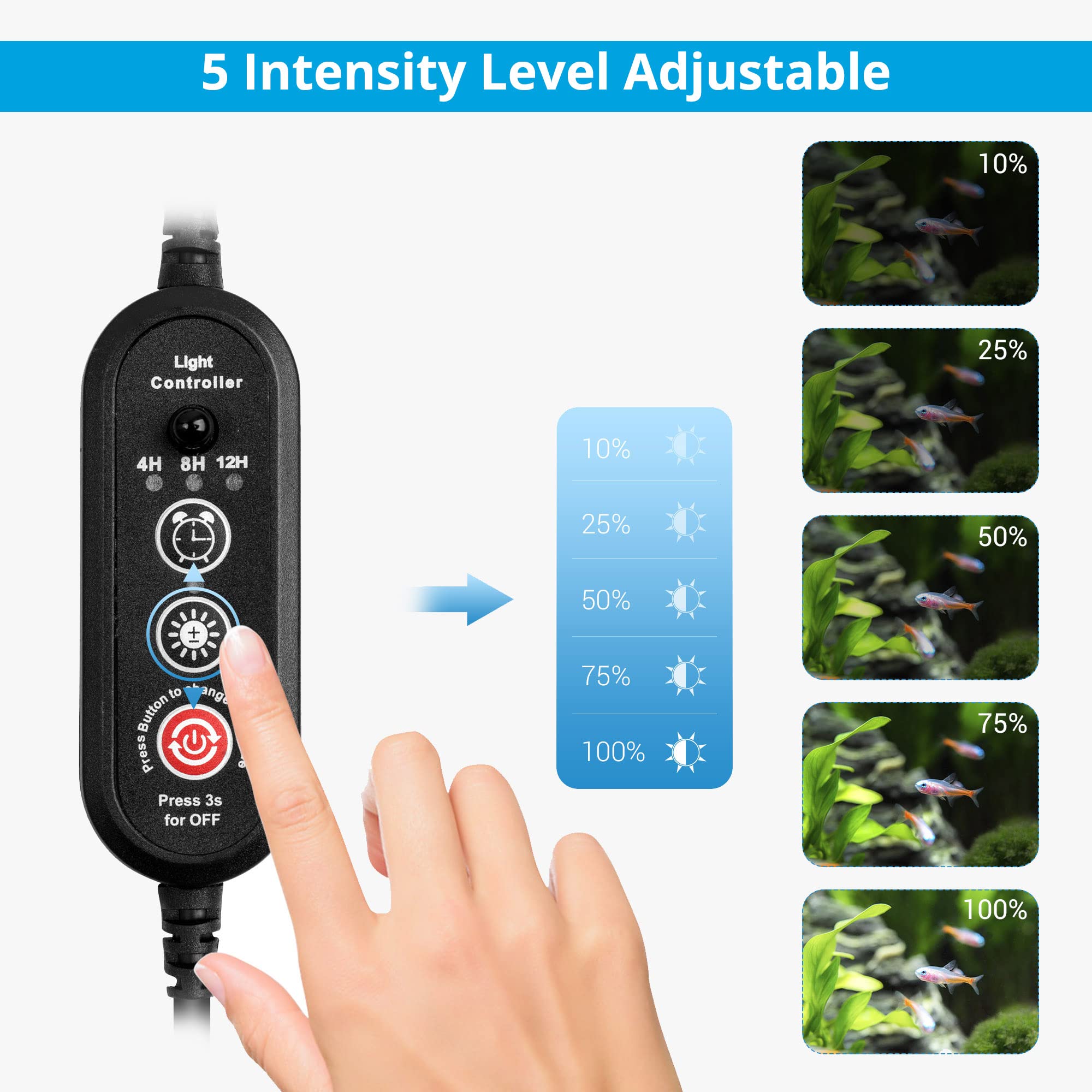 Nicrew Submersible Rgb Aquarium Light, Underwater Fish Tank Light With Timer, Multicolor Led Light With Remote Controller, 23 Inches