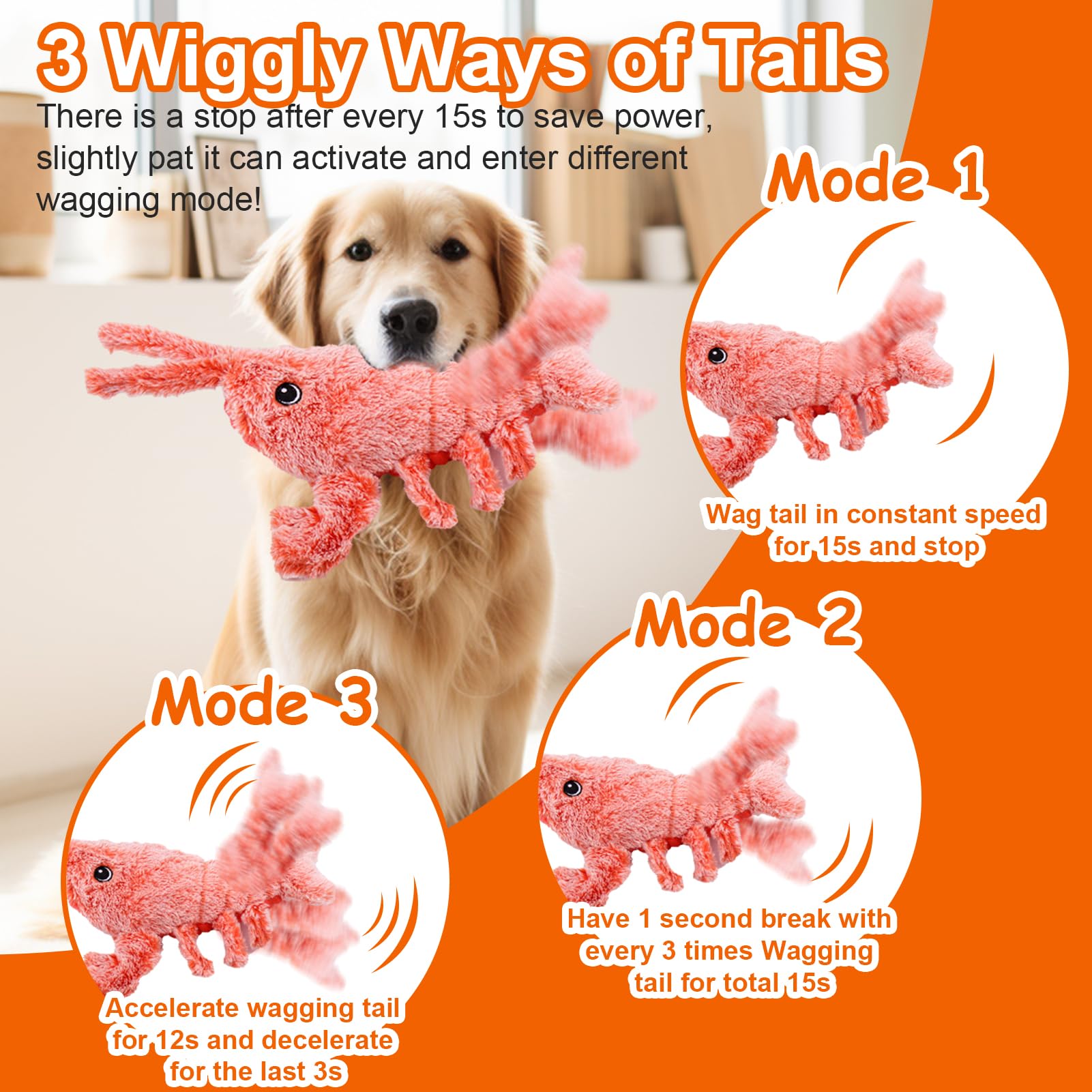 Mity Rain Interactive Dog Toys - Wiggly Lobster For Small Medium Large Dogs, Moving Pet Toy To Keep Them Busy For Boredom, Flopp