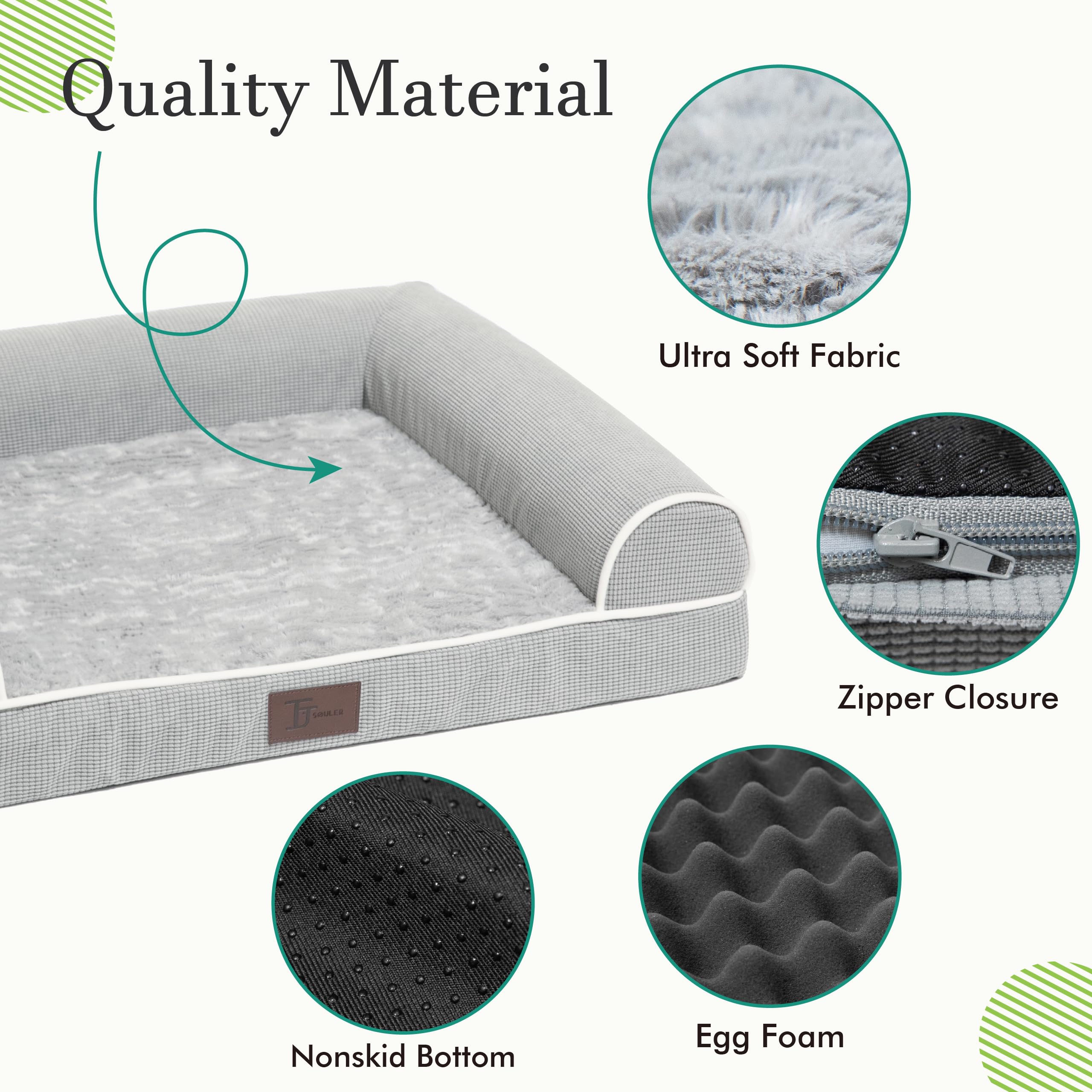 Tjsouler Orthopedic Dog Beds For Large Dogs,Waterproof Lined Egg Crate Foam Pet Bed Mat With Removable And Washable Cover And Non Slip Bottom,Dog Sofa Bed