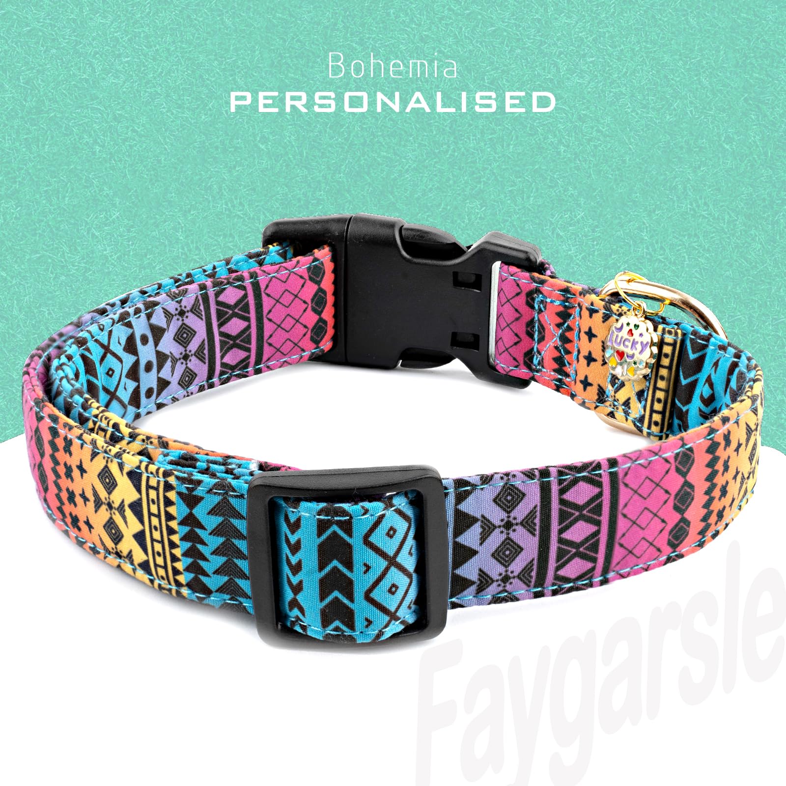 Faygarsle Bohemian Geometric Pattern Dog Collar For Small Medium Large Boys Girls Dogs S