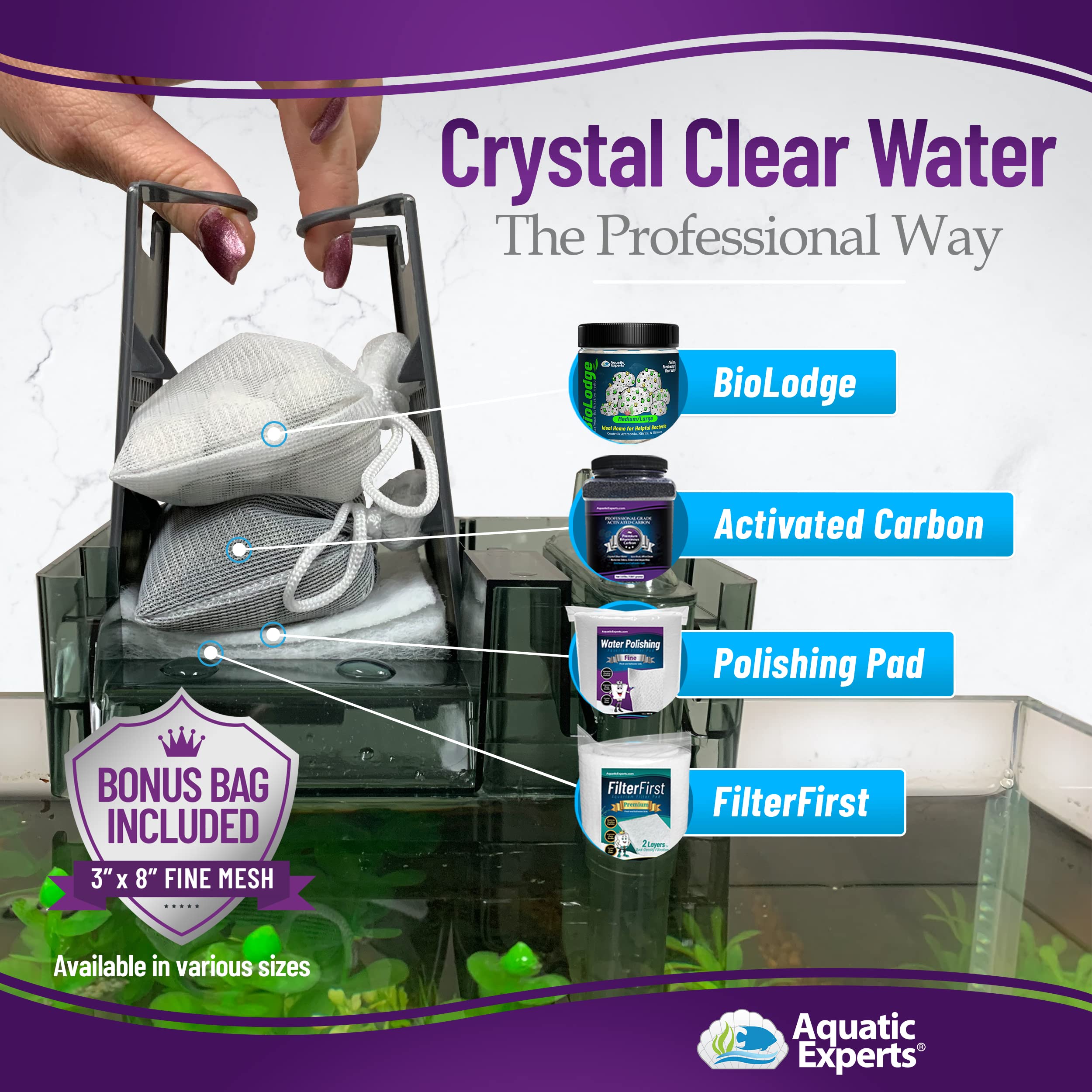 Premium Activated Carbon - Aquarium Carbon Media - Charcoal For Fish Tanks - Aquarium Filter Charcoal Media (Granulated, 1 Lbs With Fine Mesh Bag)