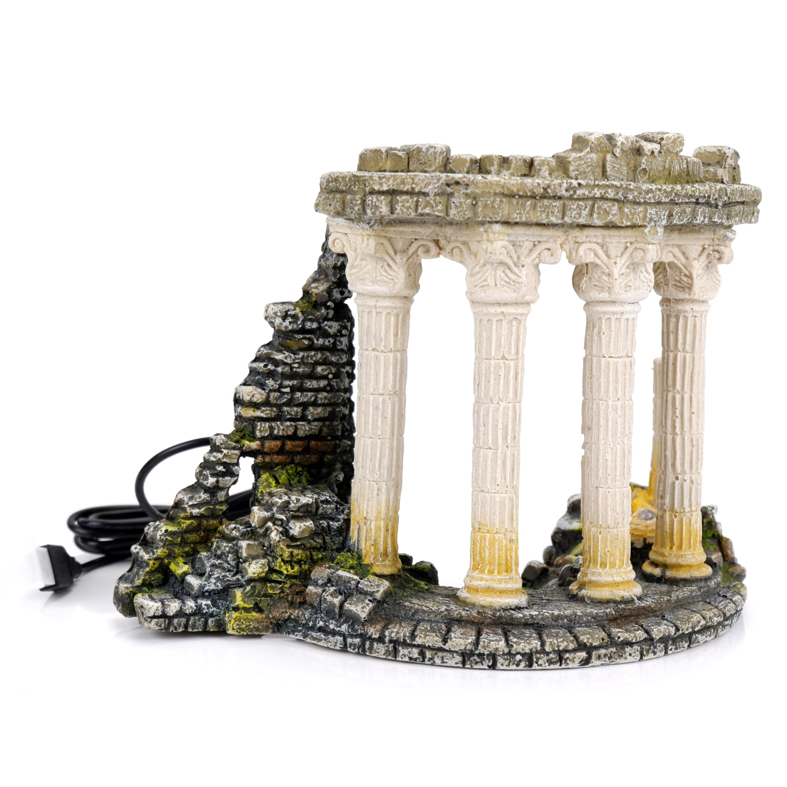 CLASSIC Roman Column Ruins Aquarium Ornament with LED Uplights, 240 x 118 x 117mm
