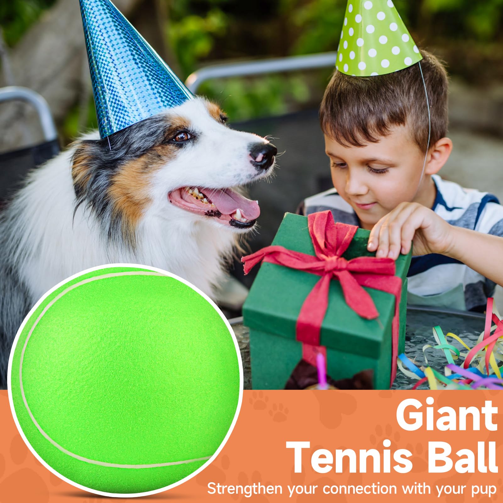 QDAN Giant Large Tennis Ball for Dogs: 9.5'' Big Ball for Dogs for Outdoor Play, Big Tennis Ball Dog Toy, Dog Tennis Ball for Sm