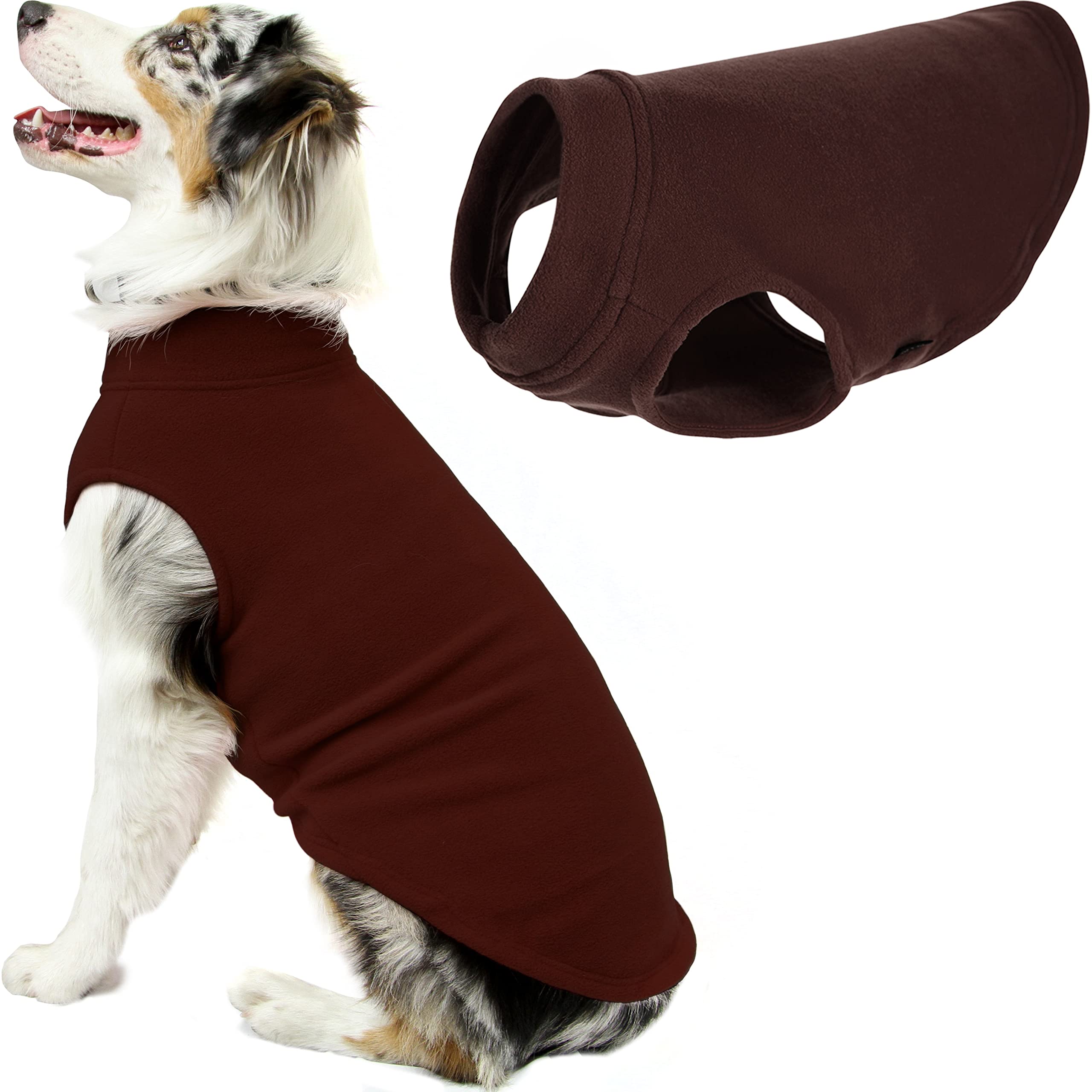 Gooby Stretch Fleece Vest Dog Sweater - Brown, 3X-Large - Warm Pullover Fleece Dog Jacket - Winter Dog Clothes For Small Dogs Boy Or Girl - Dog Sweaters For Small Dogs To Dog Sweaters For Large Dogs