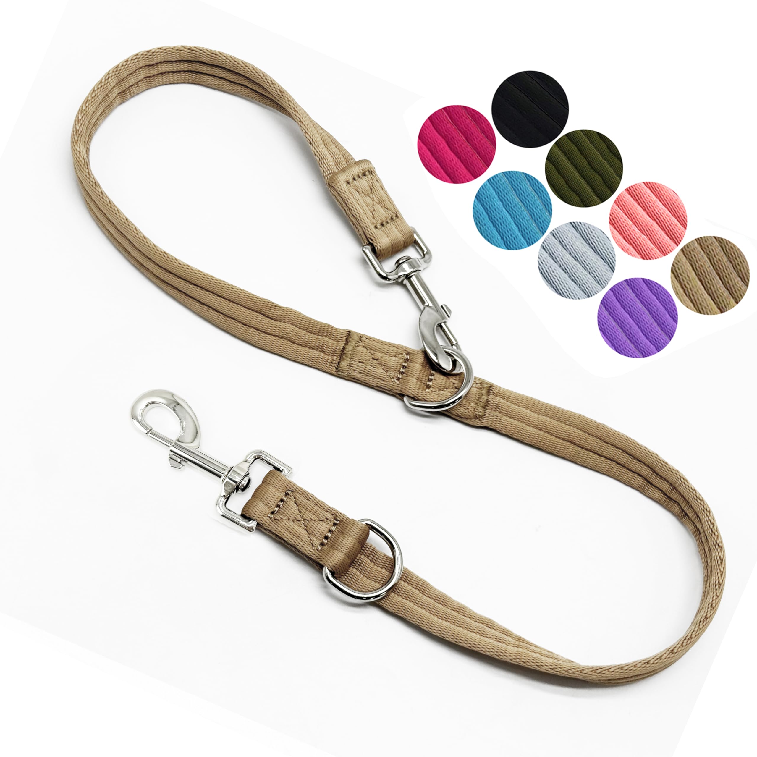 Double Ended Dog Leash,For Obedience Training Easy To Use,Lightweight,Soft For Large And Medium Dogs (Light Military Tan, 1M*2.5