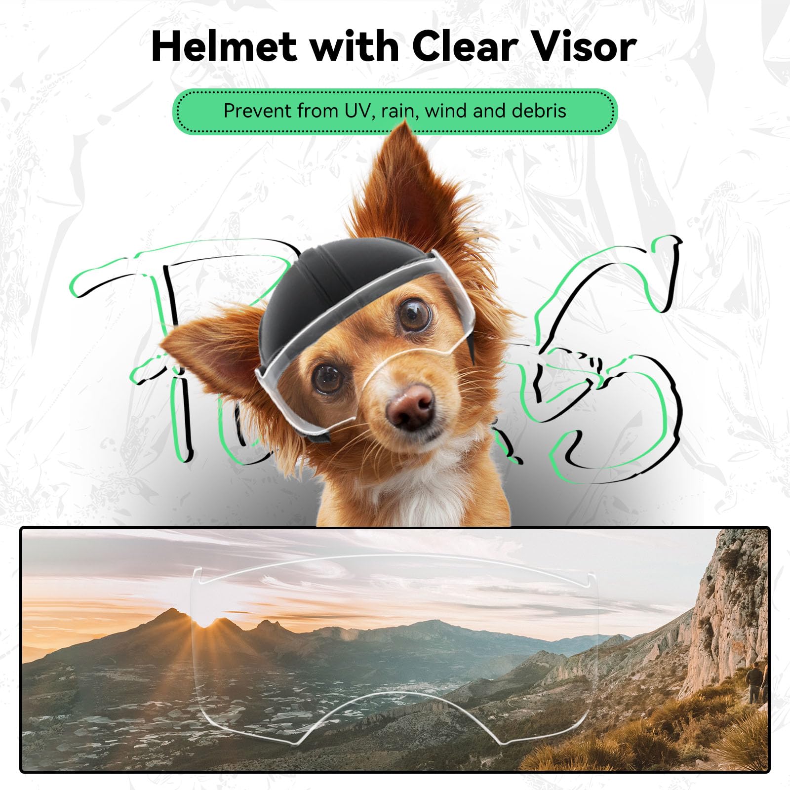 Enjoying Dog Helmet With Anti-Uv Clear Goggles Pet Helmet With Ear Holes Anti-Sand Dog Hat For 16.5-27.5Lbs Dogs Cycling/Driving