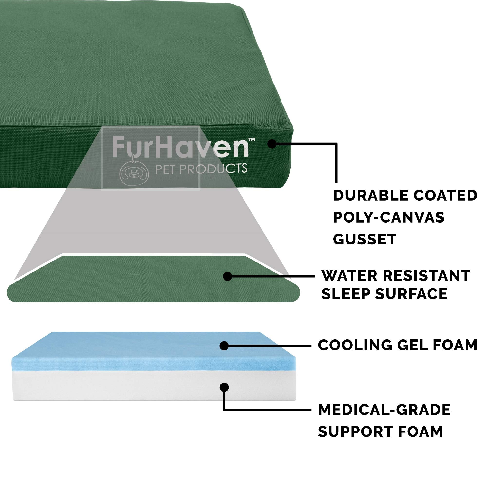 Furhaven Water-Resistant Cooling Gel Dog Bed for Large Dogs w/ Removable Washable Cover, For Dogs Up to 125 lbs - Indoor/Outdoor