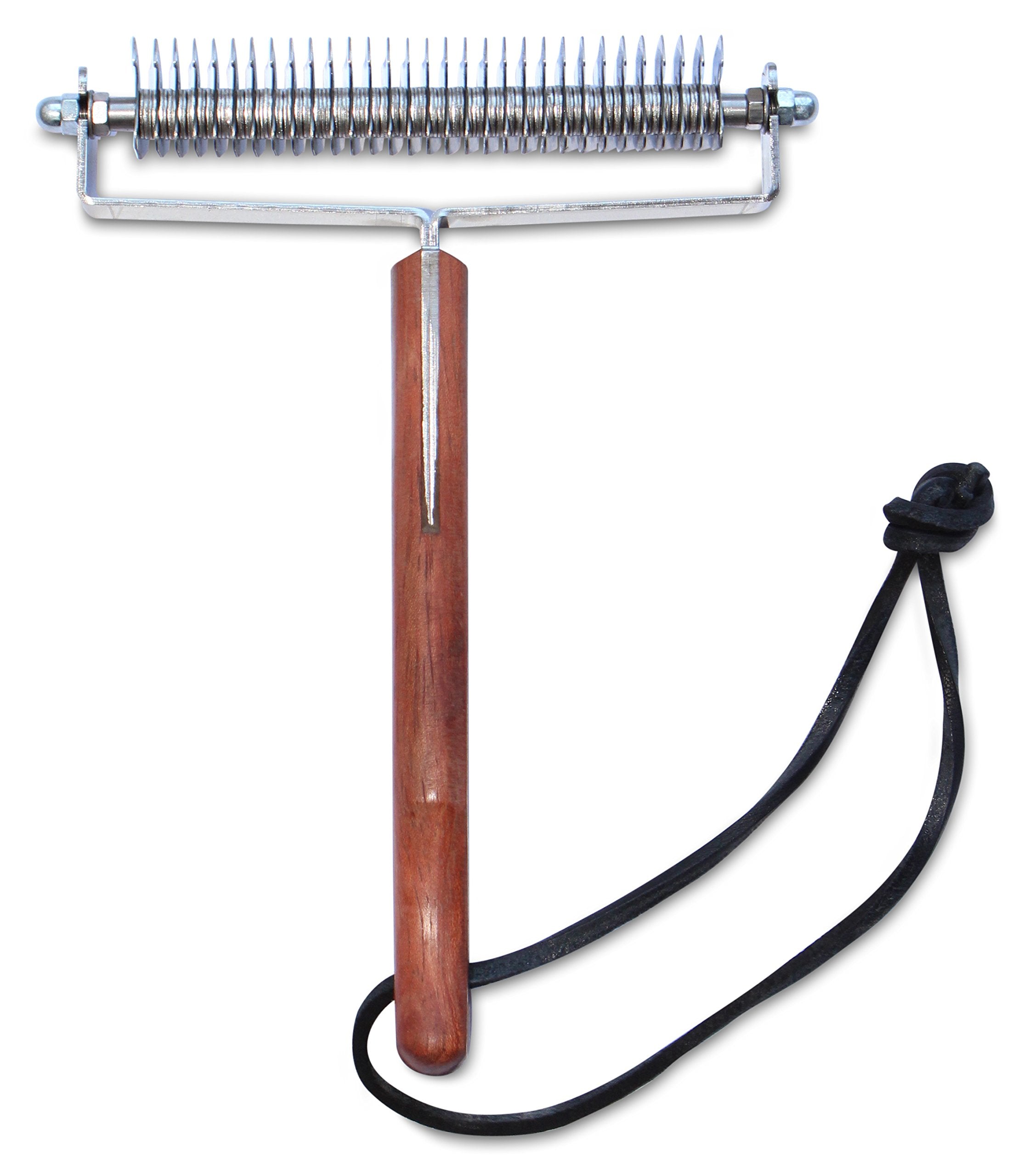 Mars Coat King Triple Wide Dematting Undercoat Grooming Rake Stripper Tool For Horses, Stainless Steel With Wooden Handle, Made In Germany, 30 Blade Heavy Coat