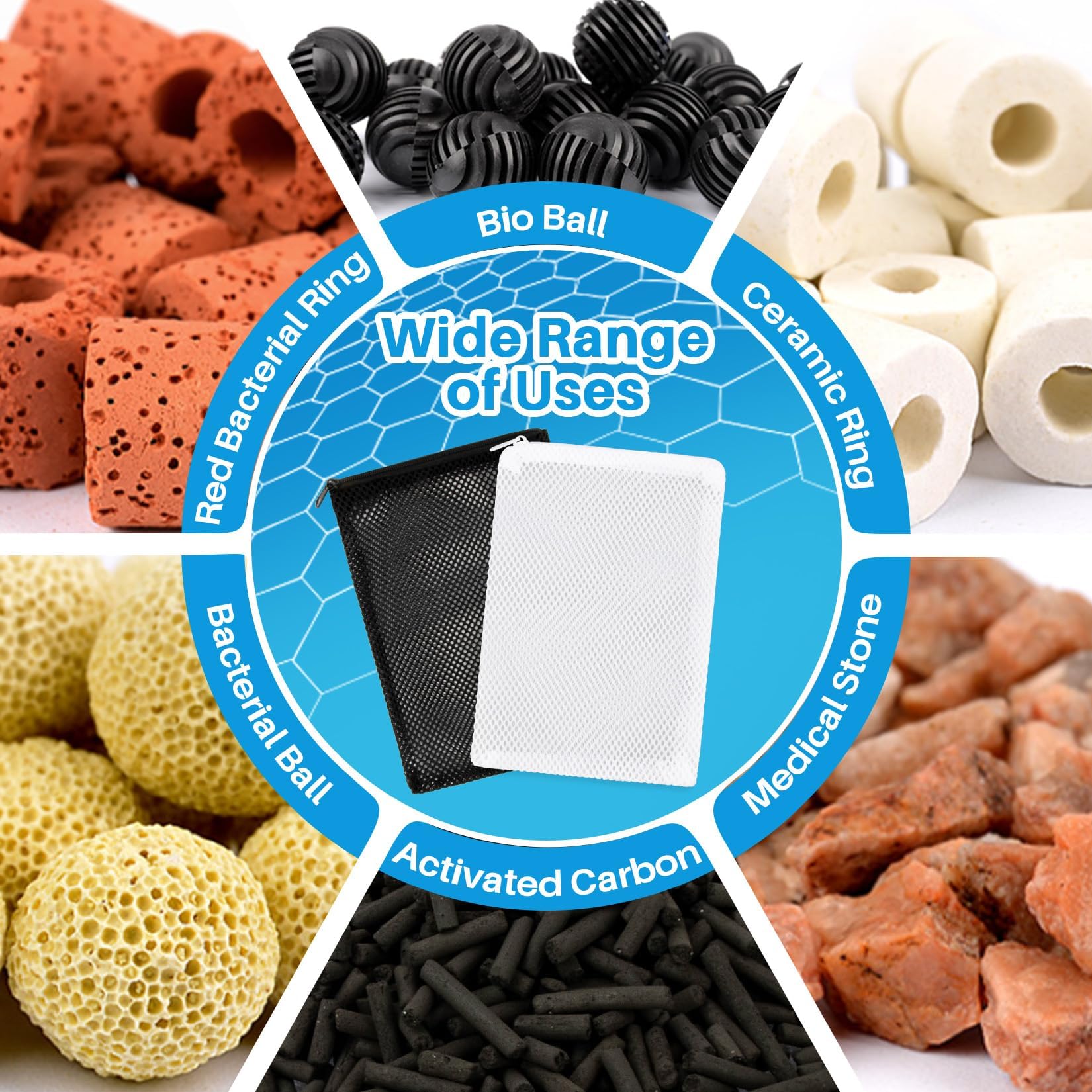 Maqihan 10Pcs Aquarium Filter Media Bags - Mesh Filter Bags Reusable Bags With Zipper For Activated Carbon Ceramic Rings Filter