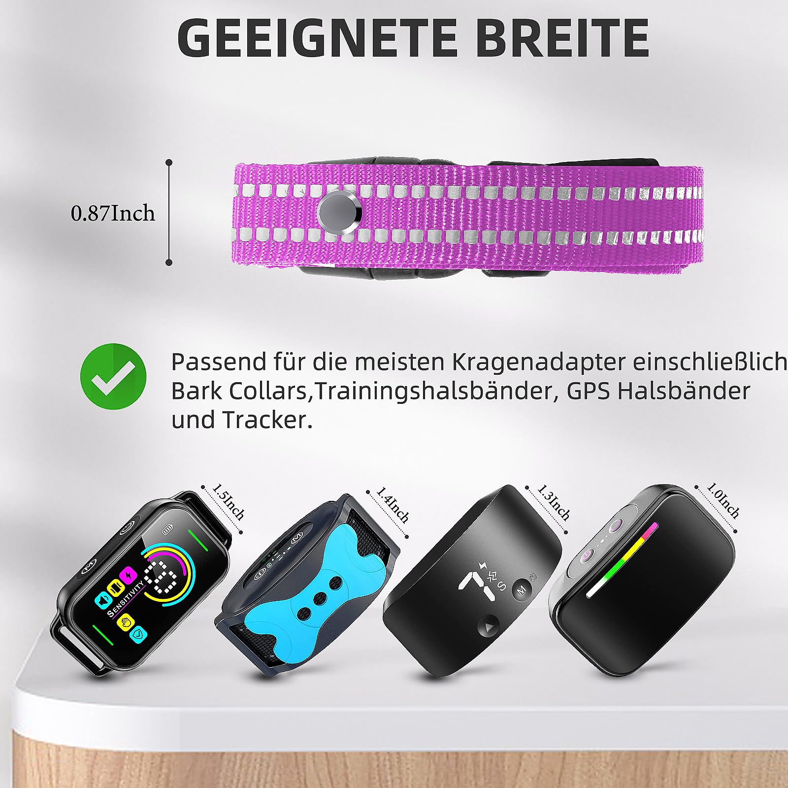 Collar Replacement Strap, Reflective Replacement Nylon Collar Strap Dog Gps Training Bark Receiver Collars, Durable Adjustable E