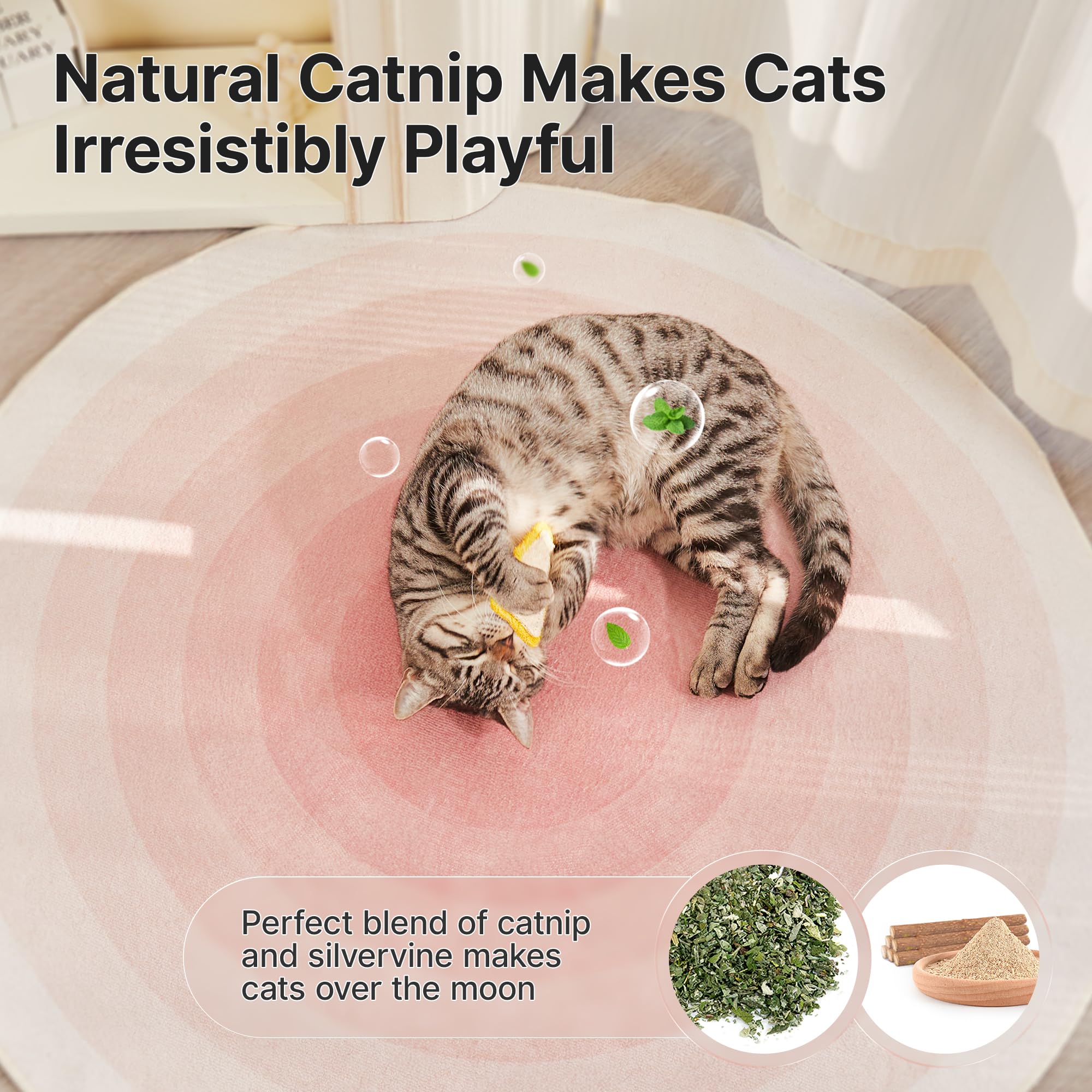 Potaroma Loofah Cat Chew Toys With Catnip And Silvervine, 3Pcs Interactive Kitten Loofa Dental Teething And Biting Catnip Toys F