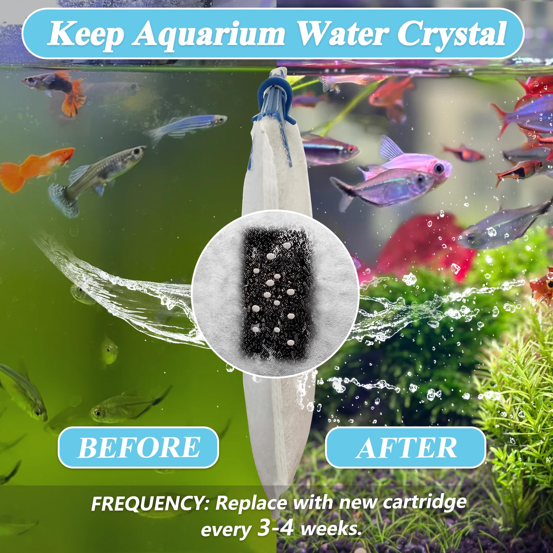 6 Pack Large Filter Cartridges Compatible With Tetra Whisper Bio-Bag Filter: Large Aquarium Filter Cartridge Compatible With Tet